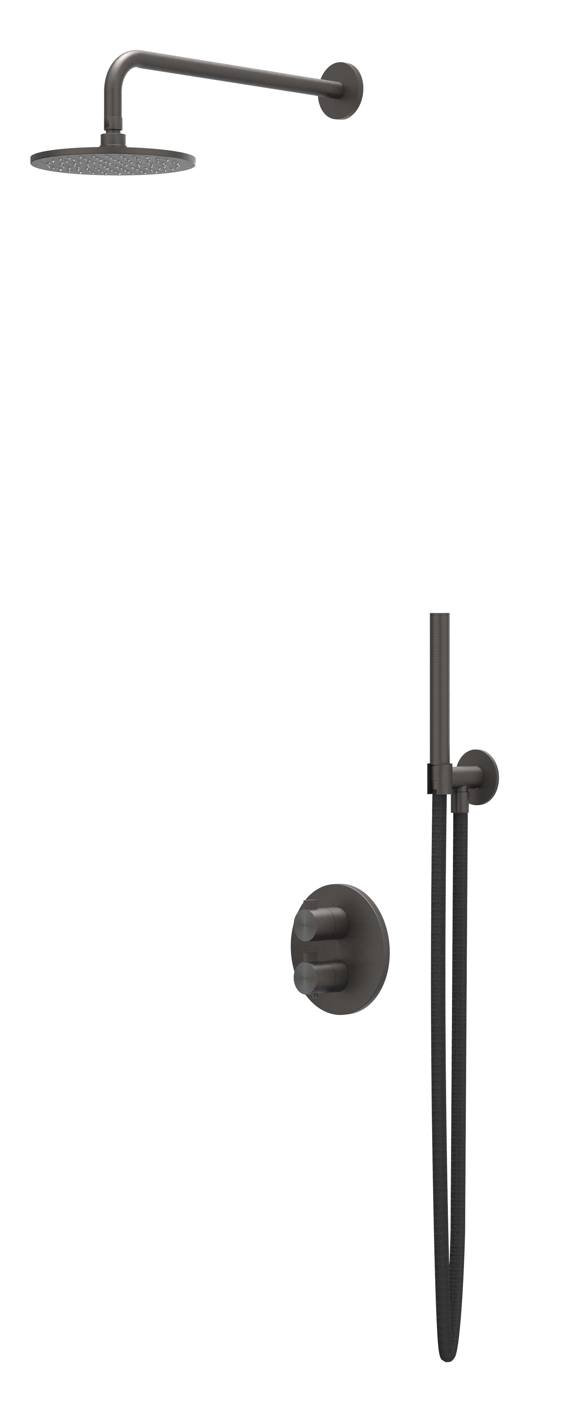 IVY Tribe Inbouwset 2-weg plaf-20 20cm me glijst. uitlaat en staafhdd CST2ICBAABB RVS316 gebr carbon black PVD