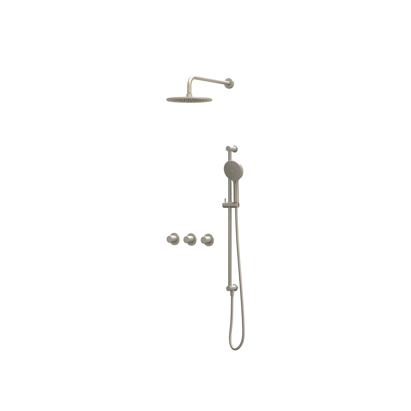 IVY Bond set 2 stopkr. w.arm R25cm gl.st. m. uitl. slang 150cm + 3-st. hd. CSB4EXGNBEAB Geborsteld nickel PVD