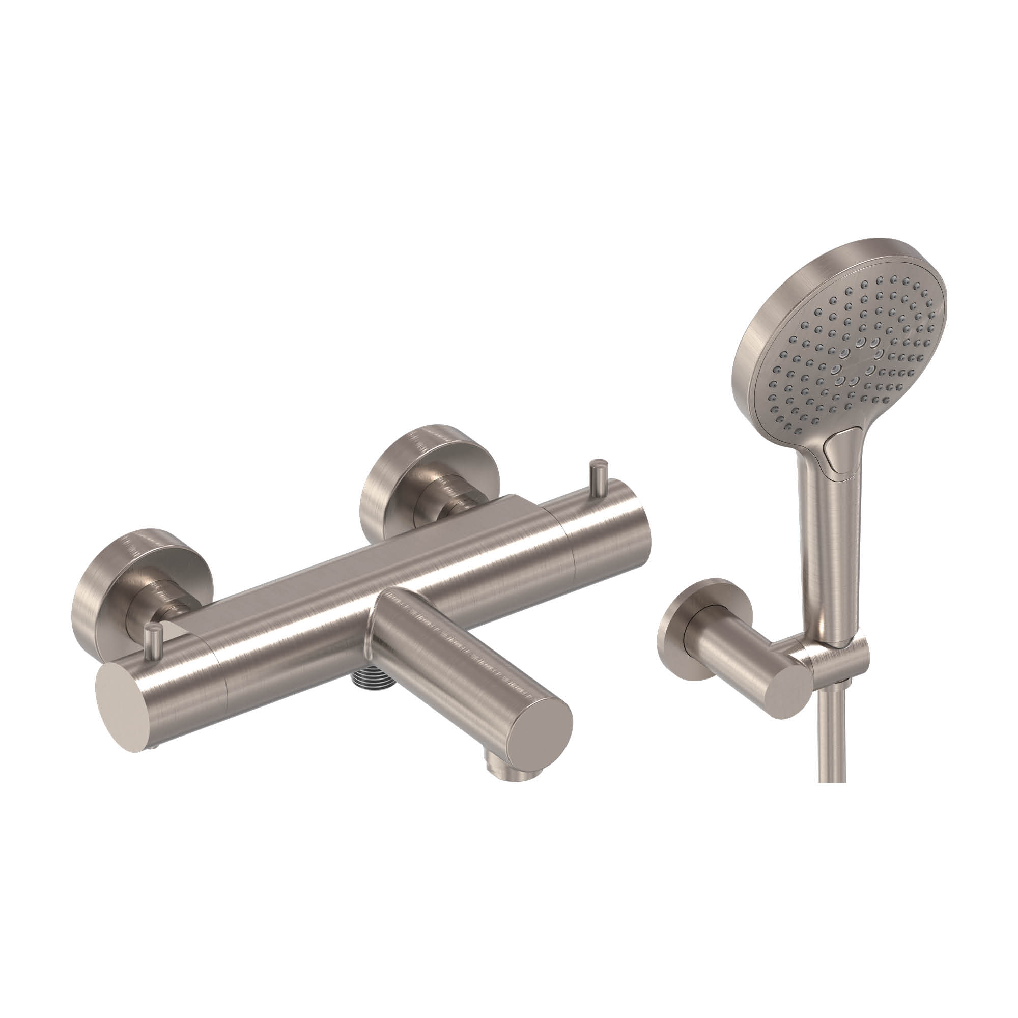 MAY set Badthermostaat wandsteun verst. slang 125 cm en 3-standen handdouche 6802253 Geborsteld nickel PVD