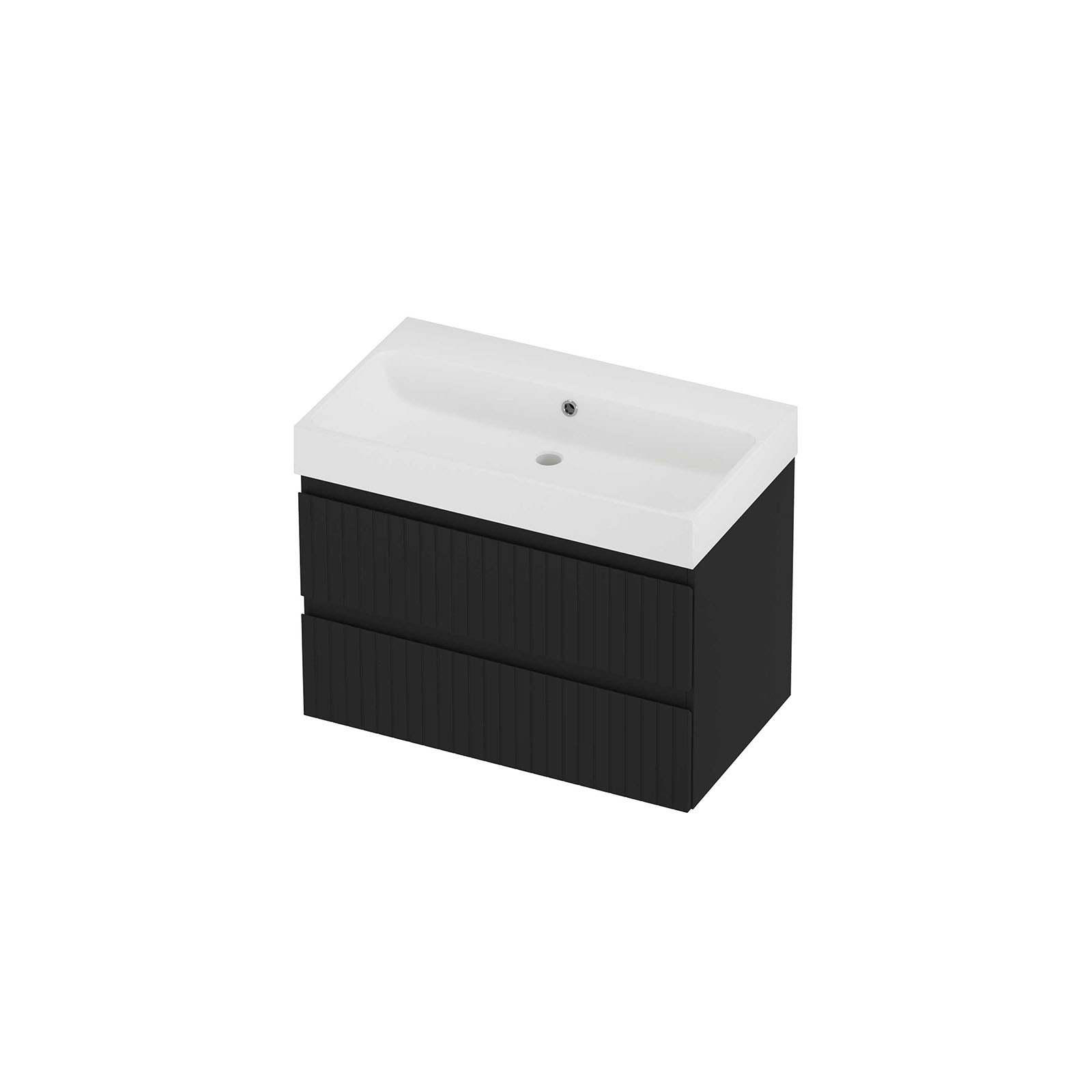 Proline Set polystone Loft wast. z. krgt. en onderkast sym. gefr. PMWD800MZ Mat zwart/Mat wit 800x460x620