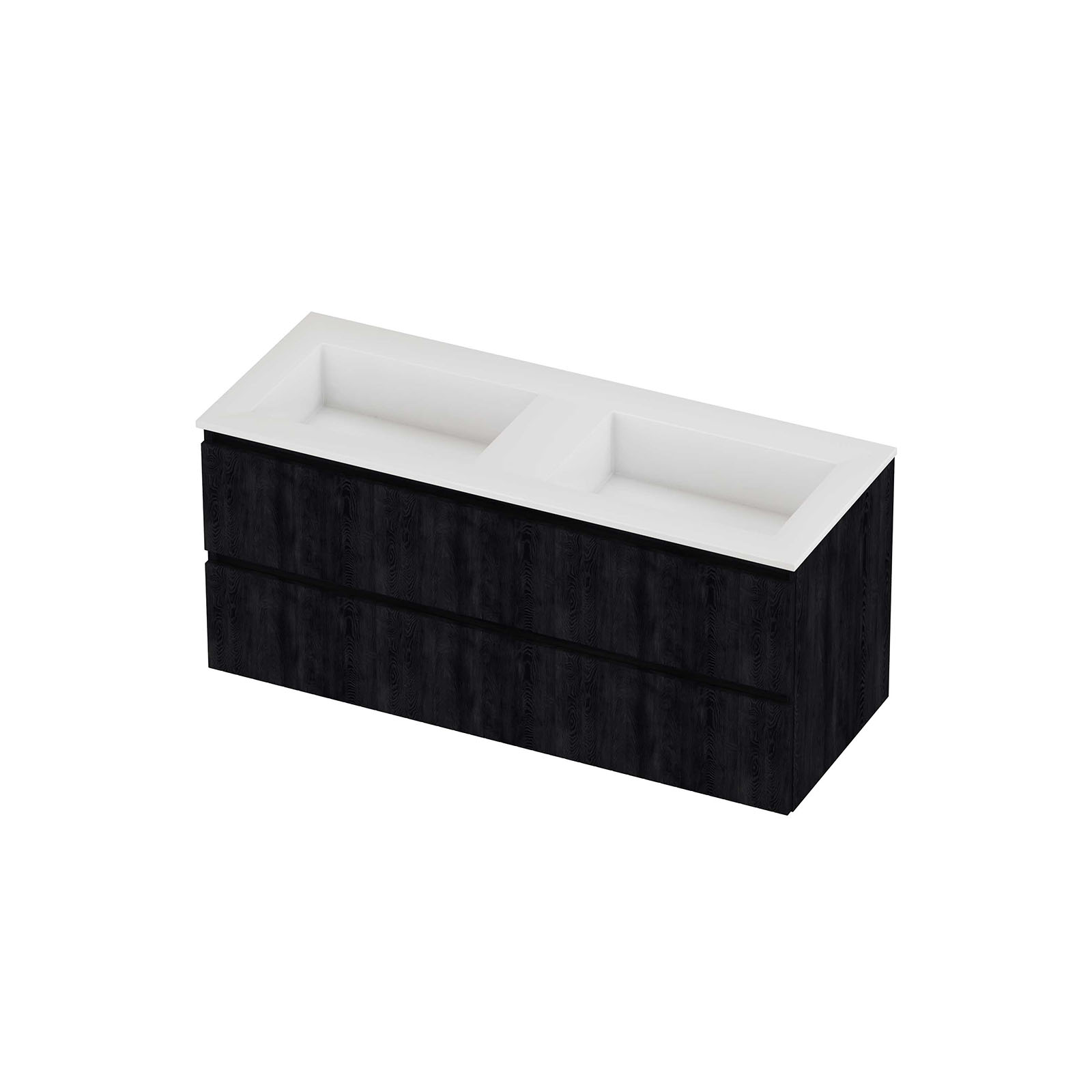 Proline Set polystone Elegant wast. z. kr.gaten en onderkast sym. gefr. AGWD120D0CH Charcoal oak/Glans wit 1200x460x540