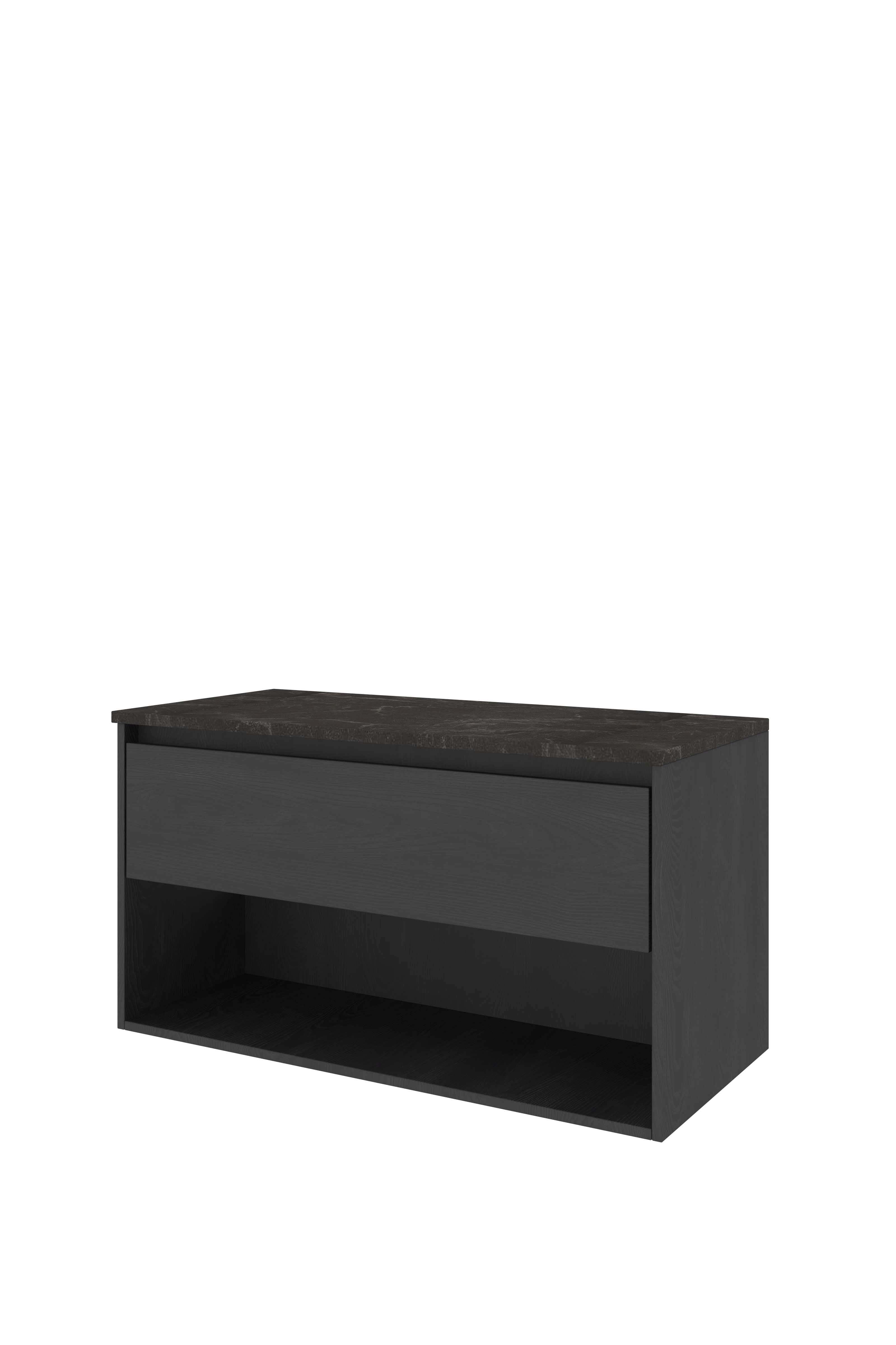 Proline Set Top afdekplaat hardsteen en onderkast met schap DBSA100BO Black oak/Blue stone 1000x460x540