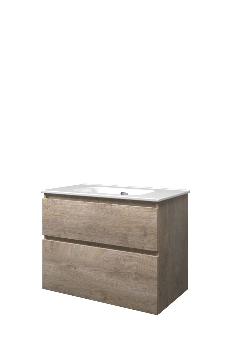 Proline set porselein Elegant wast. z. krgt. en onderk. a-sym. TGWC800RO Raw oak/Glans wit H620xB800xD460