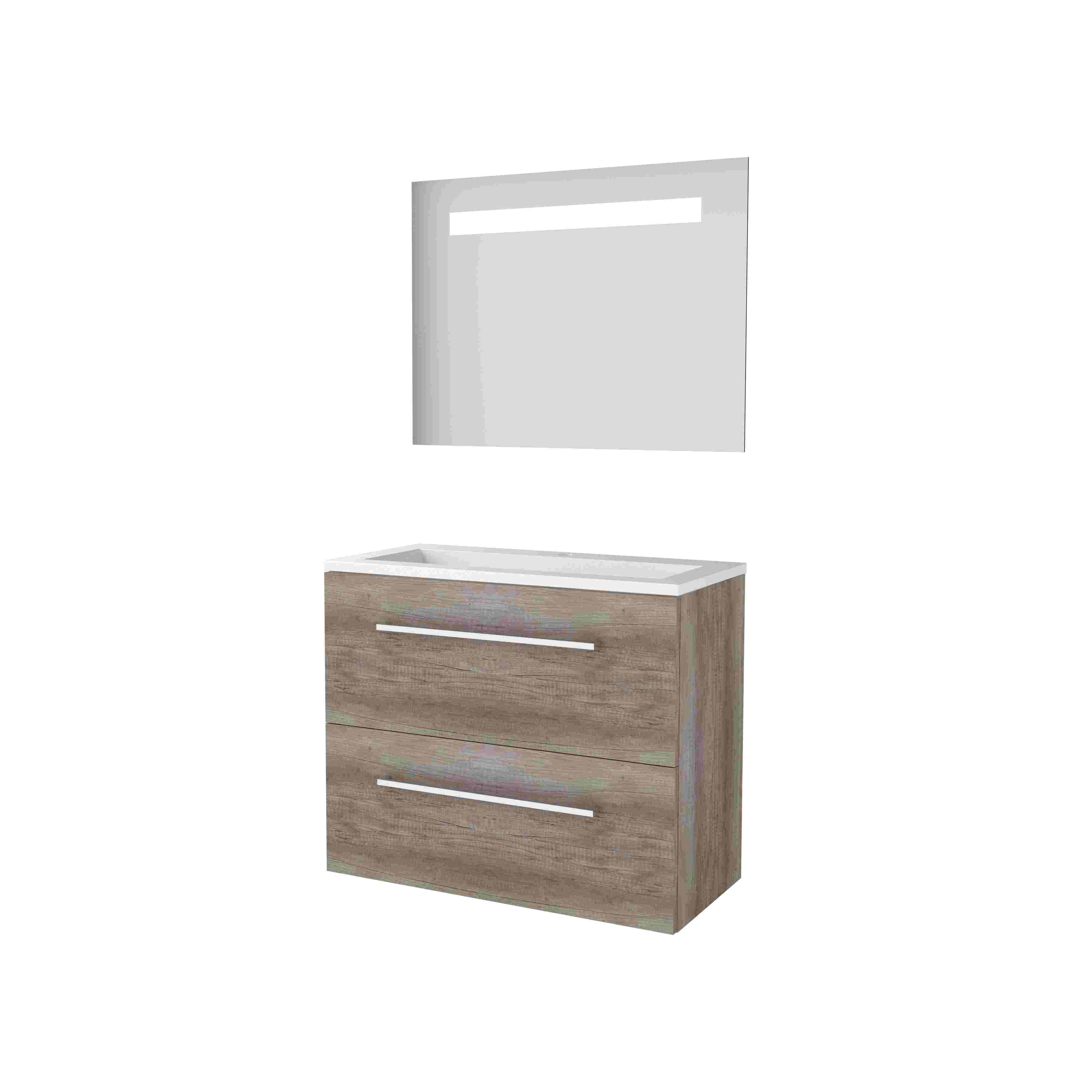 Basic Economic 39 set 80x39cm met gr. 2 la Acryl wast. 1 krgt. incl. spiegel m. verl. E39GR80A1SO Scotch Oak