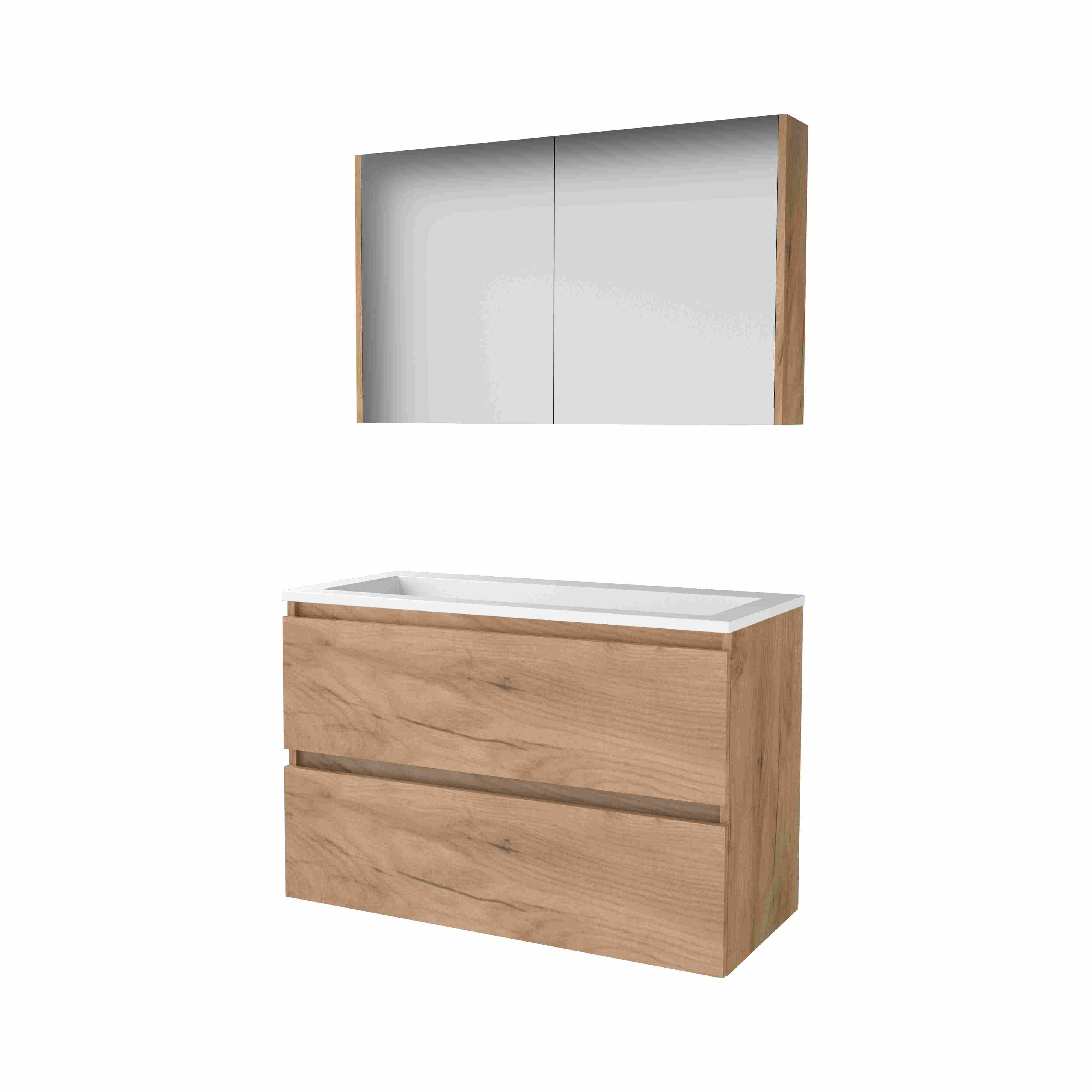 Basic Comfort 46 set 100x46cm greepl. 2 la Acryl wast. 0 krgt. incl. kast C46GL100A0WO Whisky Oak