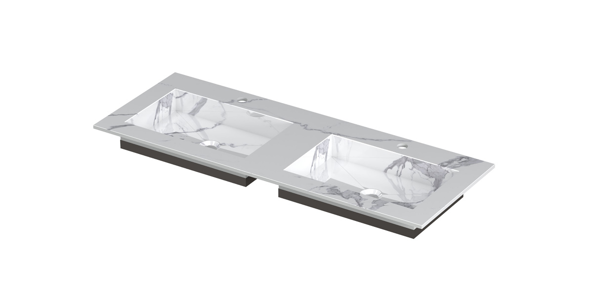 INK Post wast. keramische slab envelop bak dubbel 2 krgt. H10xB1200xD450 Statuario glans / 210093