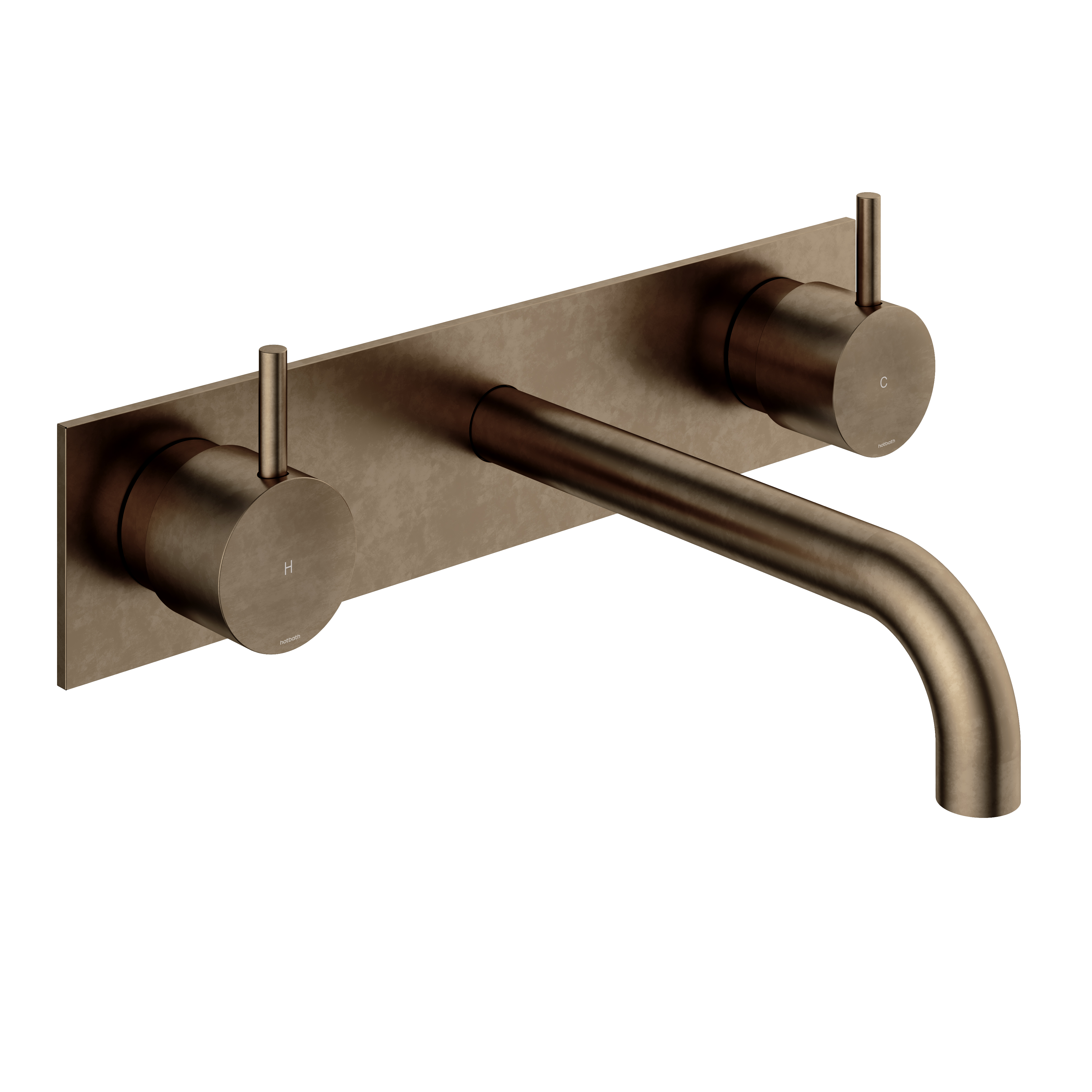 Hotbath Cobber afbouw wastafelmengkraan 3 gats met plaat 18 cm CB006TEXT18AB Verouderd Messing