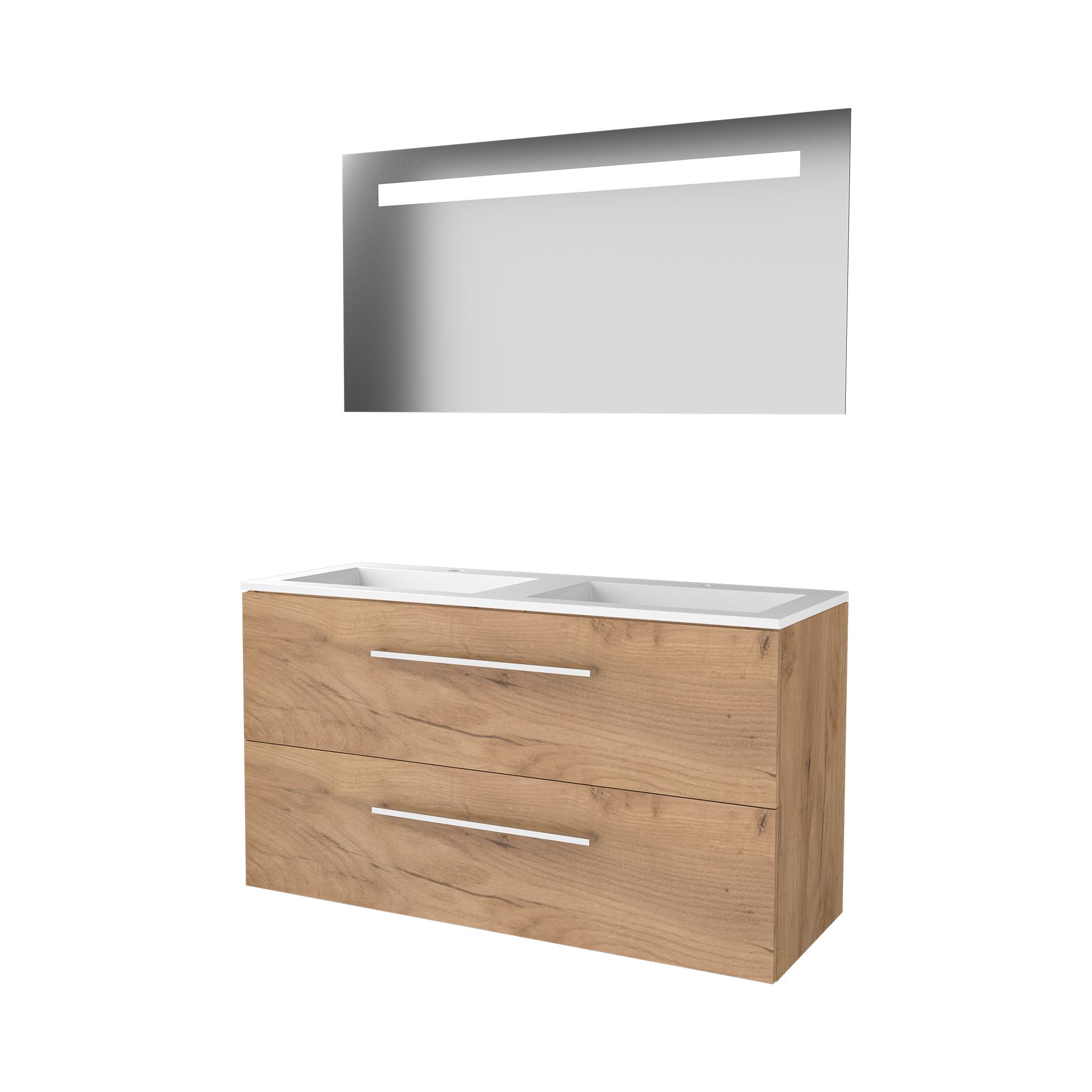 Basic Economic 46 set 120x46cm met gr. 2 la Acryl wast. 2 krgt incl. spiegel m. verl. E46GR1202A2WO Whisky Oak