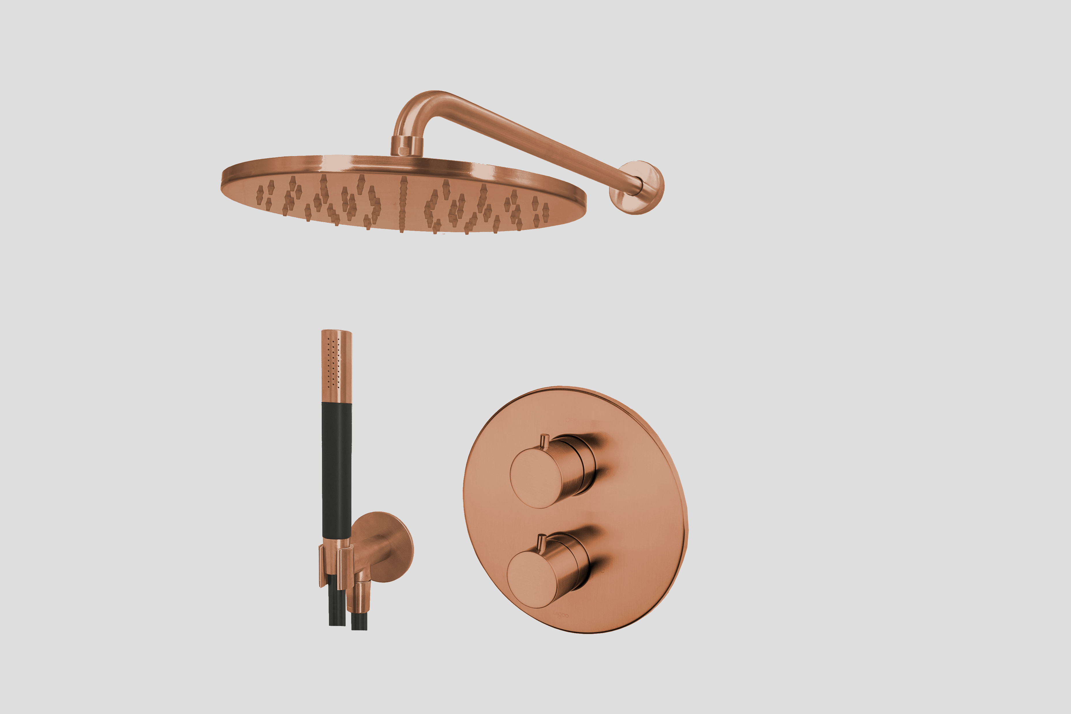 Lagoo Garda Lagoo Voordeel Set: thermostatische douche set m. 2-weg stop/omstel LVS1BK Brushed Copper PVD