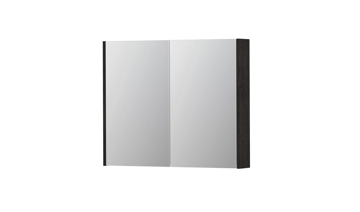 INK spiegelkast met 2 dubbelz. spiegeldeuren en stopc./schak. 1105265 Houtskool eiken H730xB900xD140