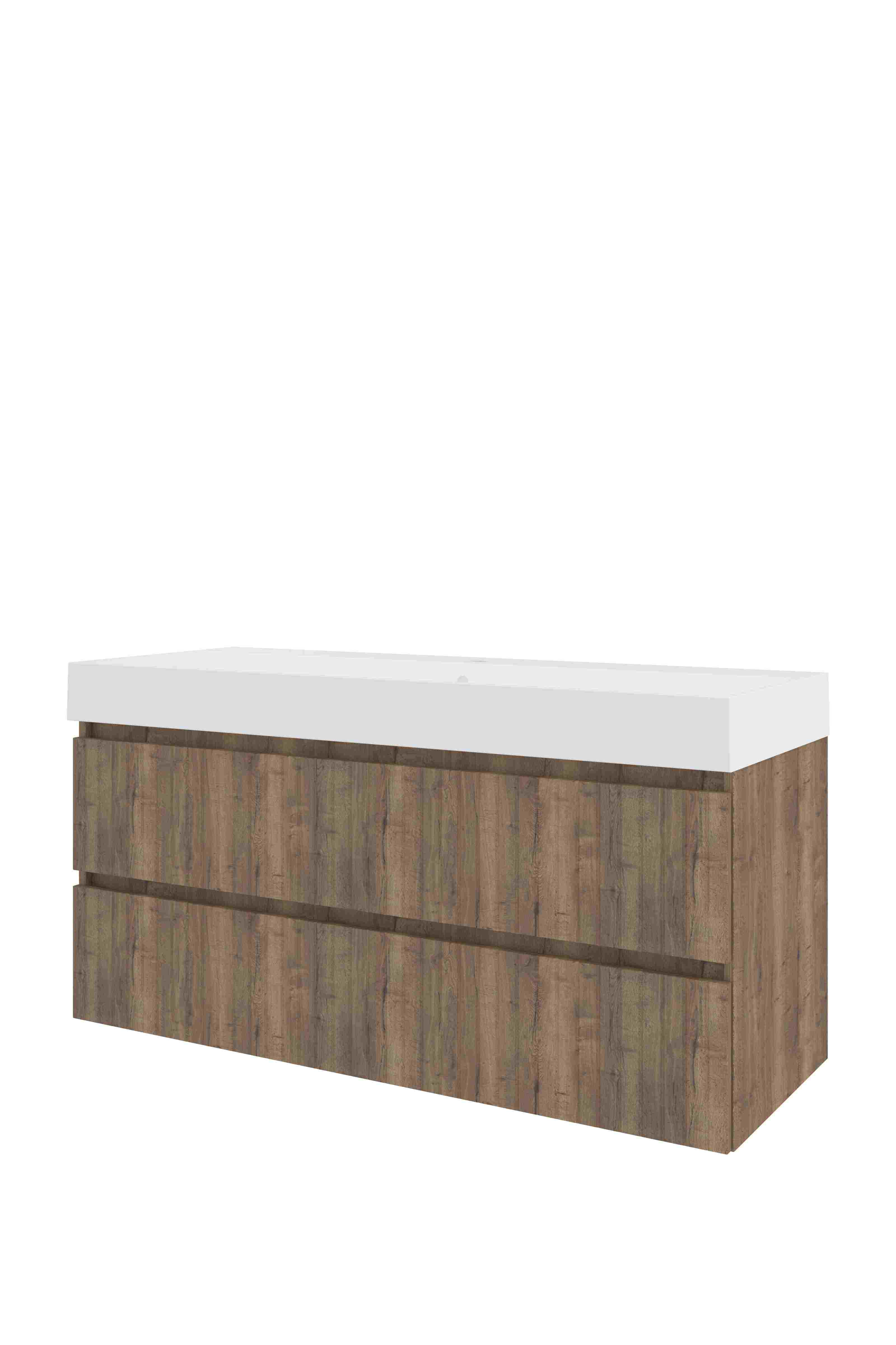 Proline Set polystone Loft wast. met 1 krgt. en onderkast sym. gefr. 1818823 Terra oak/Mat wit 1200x460x620