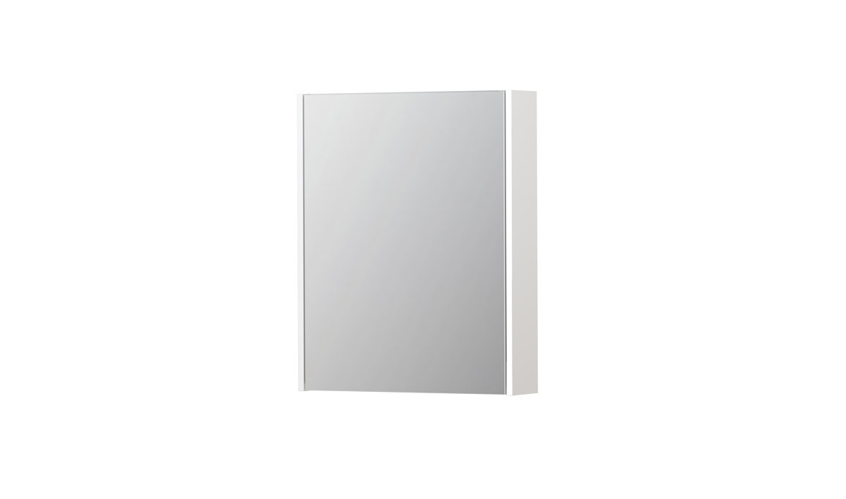 INK spiegelkast met 1 dubbelz. spiegeldeur en stopc./schak. 1105106 Hglans wit H730xB600xD140