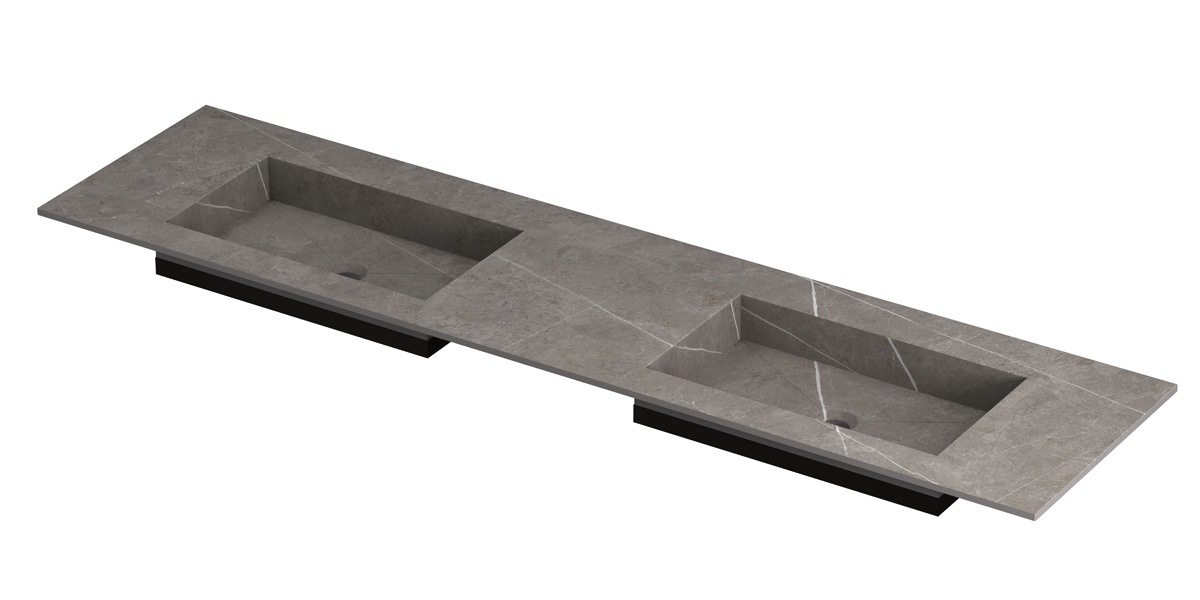INK Post wast. keramische slab envelop bak dubbel zonder krgt. H10xB1800xD450 Armani grey mat / 210141