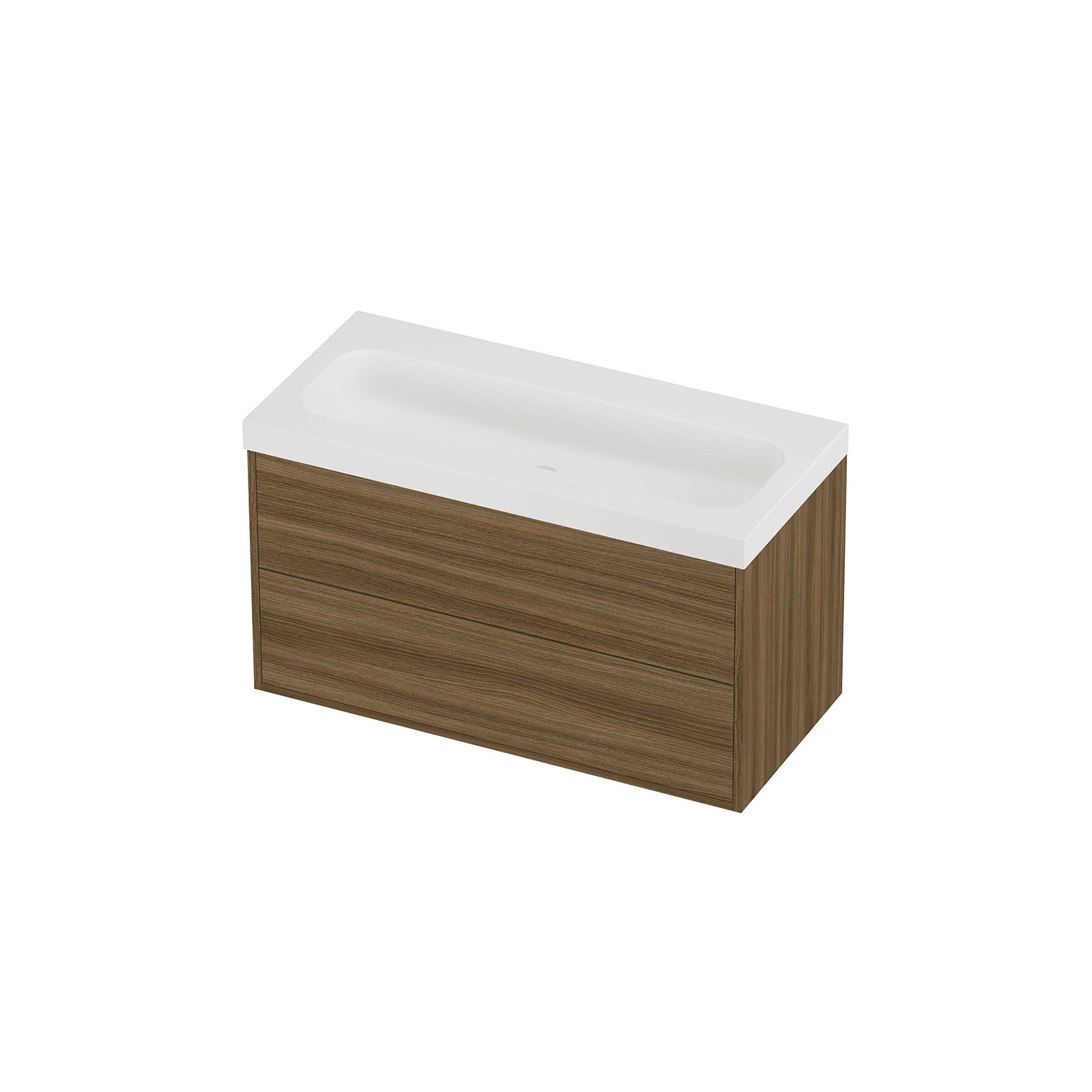 Proline Set polystone Mezza wast. z. krgt. en onderk. tbv gr. 2 la sym. in kader HMWF1000CW Matt White/Caramel walnut 100x46x58