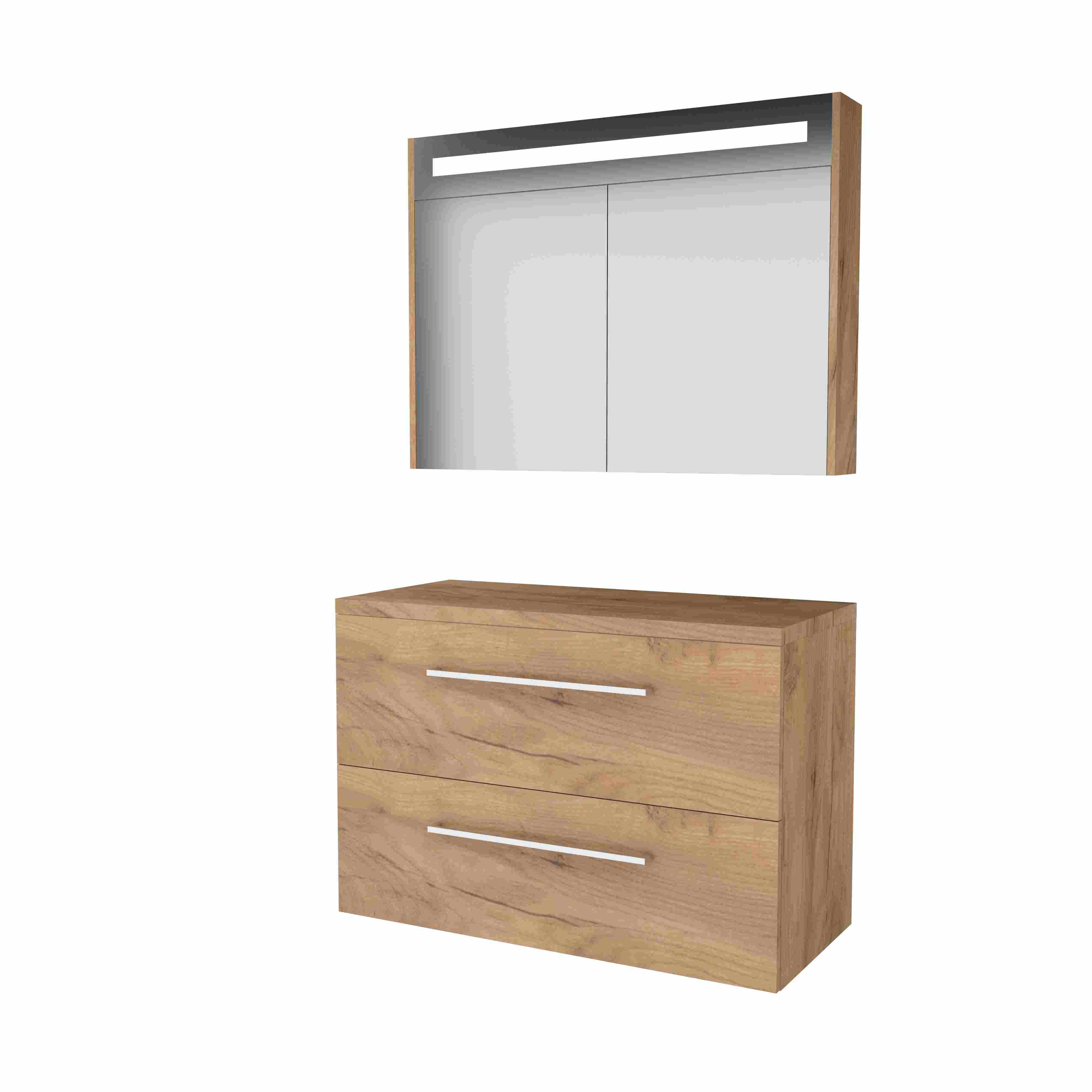 Basic Prem. 46 onderk. m. gr. incl. 2 la + afdekplaat incl. sp.kast m. geint. Led B1000xD460 Whisky Oak / 1813664