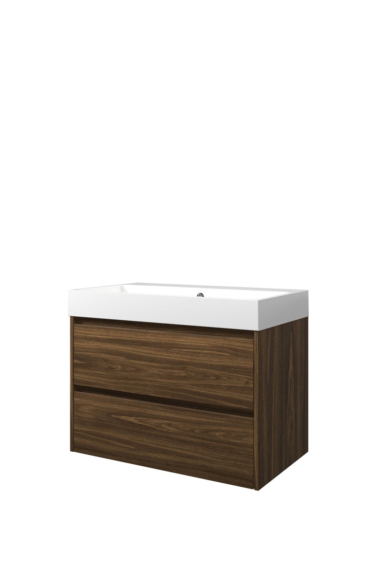 Proline set polystone Loft wast. z. krgt. en onderk. sym. PGWB800CA Cabana oak/Glans wit H620xB800xD460