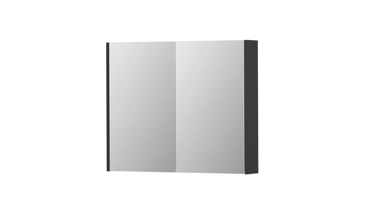 INK spiegelkast met 2 dubbelz. spiegeldeuren en stopc./schak. 1105257 Hglans antraciet H730xB900xD140
