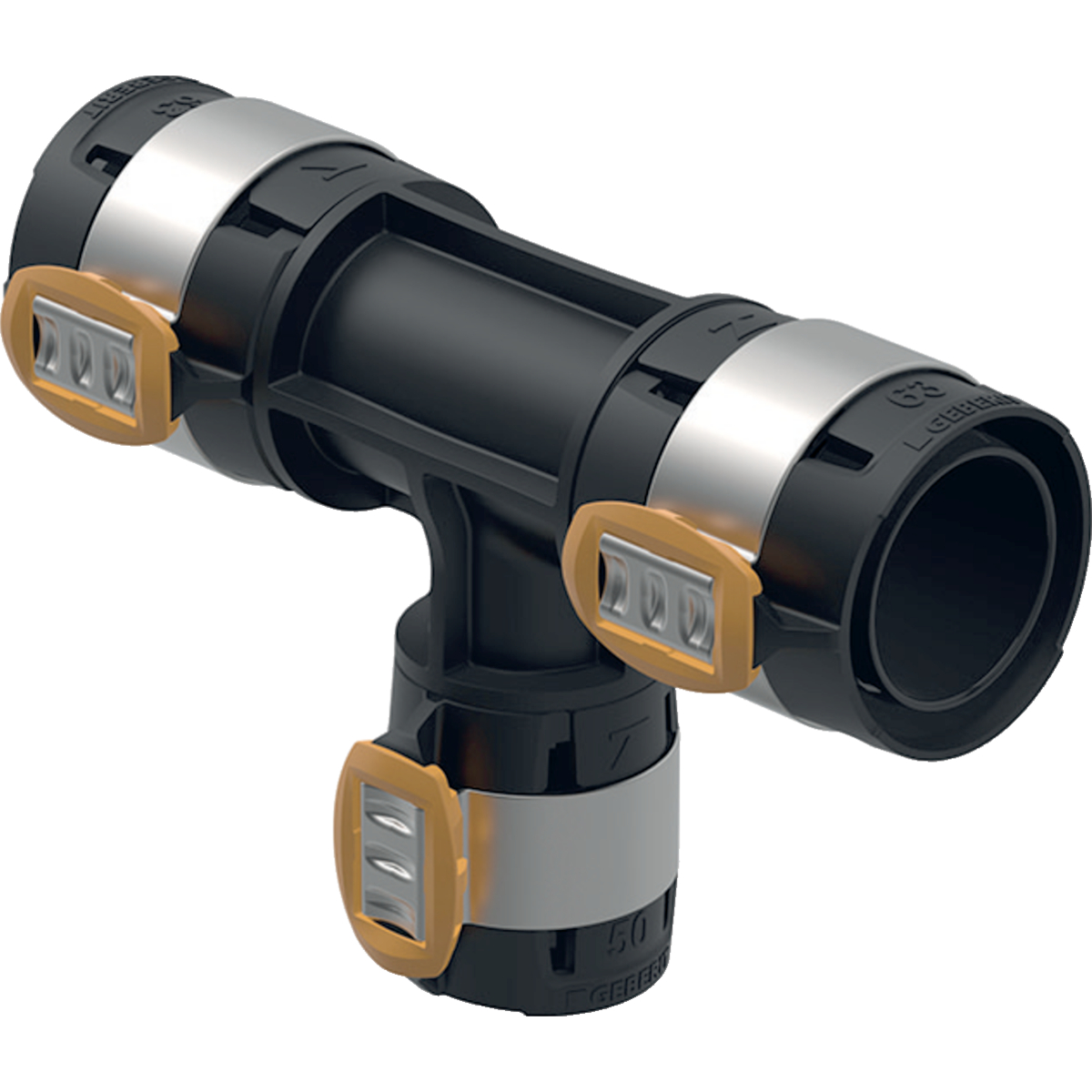 Geberit FlowFit verloop T-stuk PPSU 63-50-63 620.136.00.1