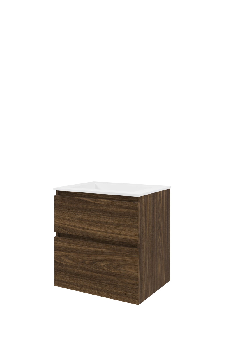 Proline set polystone Elegant wast. z. krgt. en onderk. a-sym. 1816323 Cabana oak/Mat wit H620xB600xD460