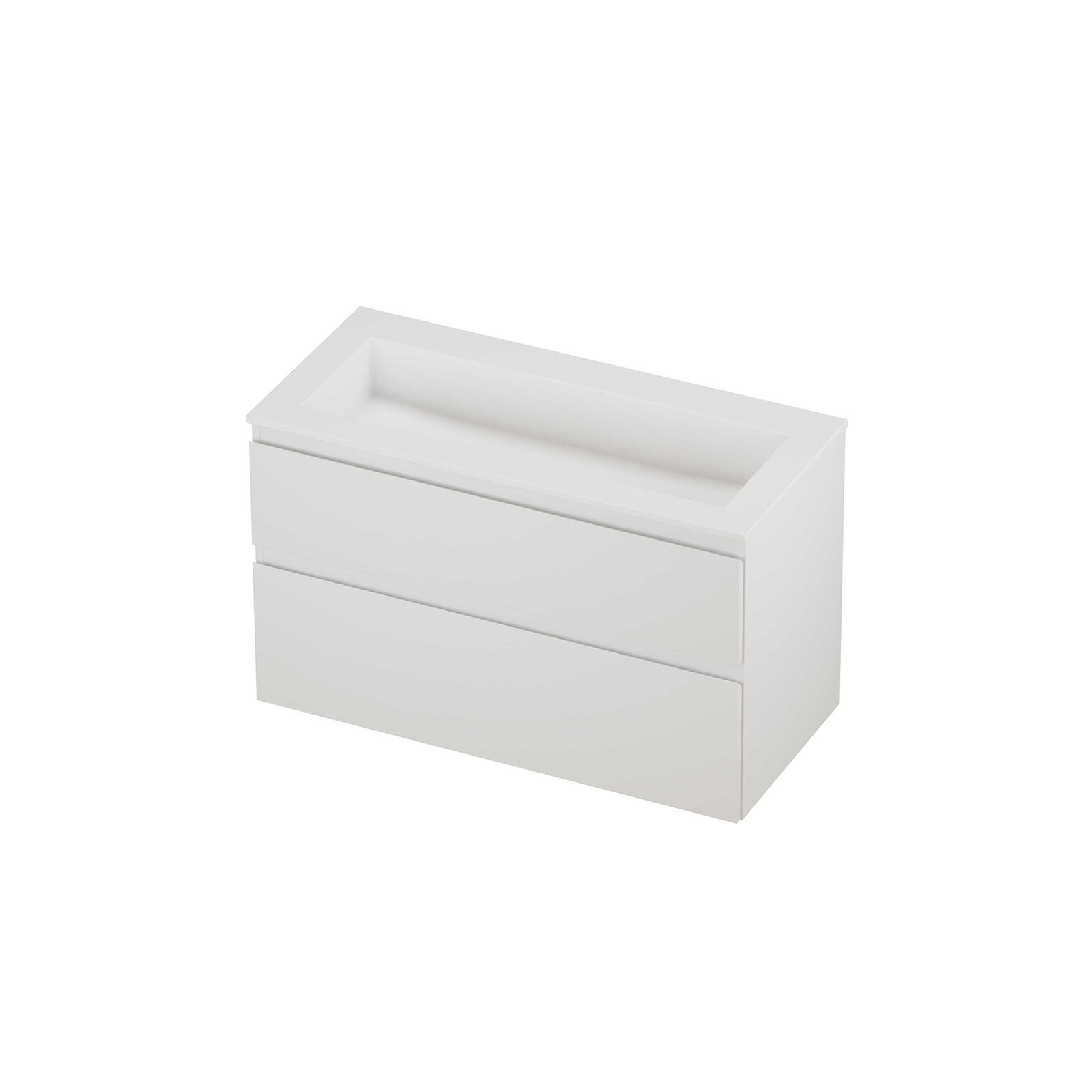 Proline set polystone Elegant wast. z. krgt. en onderk. a-sym. AMWC1000MW Mat wit/ Mat wit H620xB1000xD460