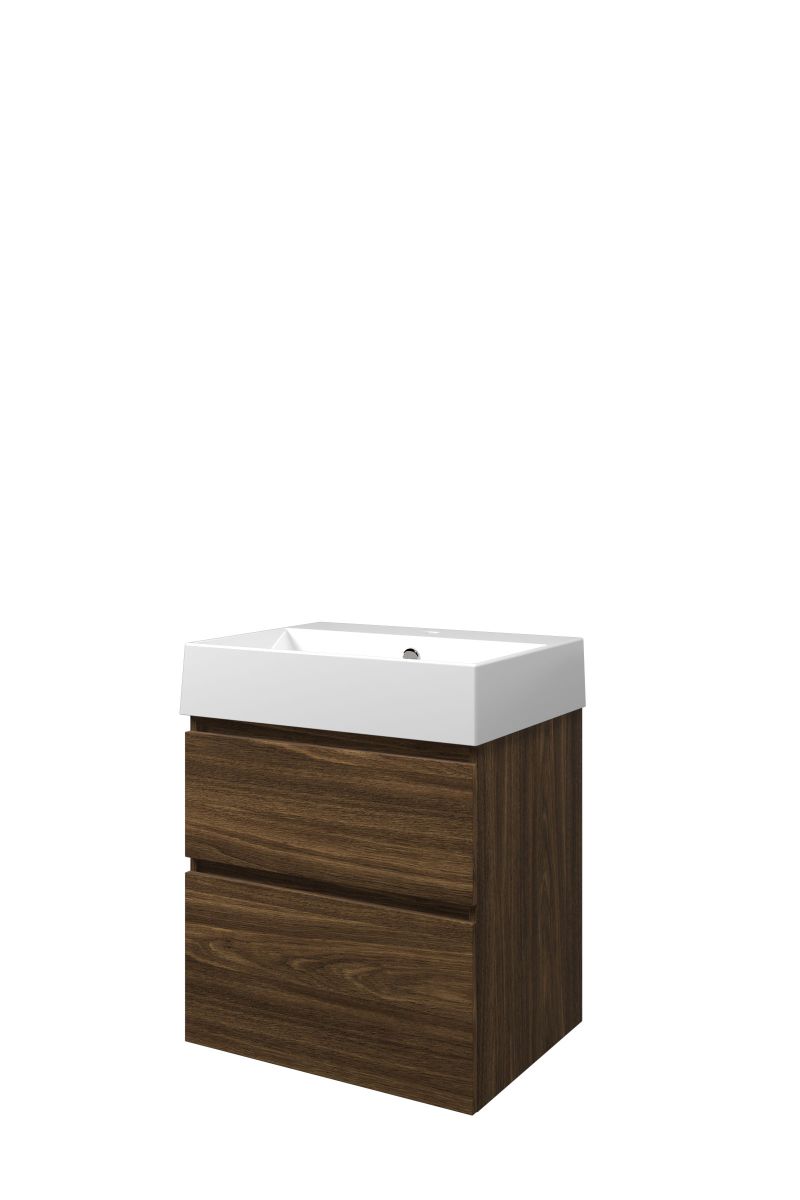 Proline set porselein Loft wast. met 1 krgt. en onderk. a-sym. ZGWC601CA Cabana oak/Glans wit H700xB600xD460