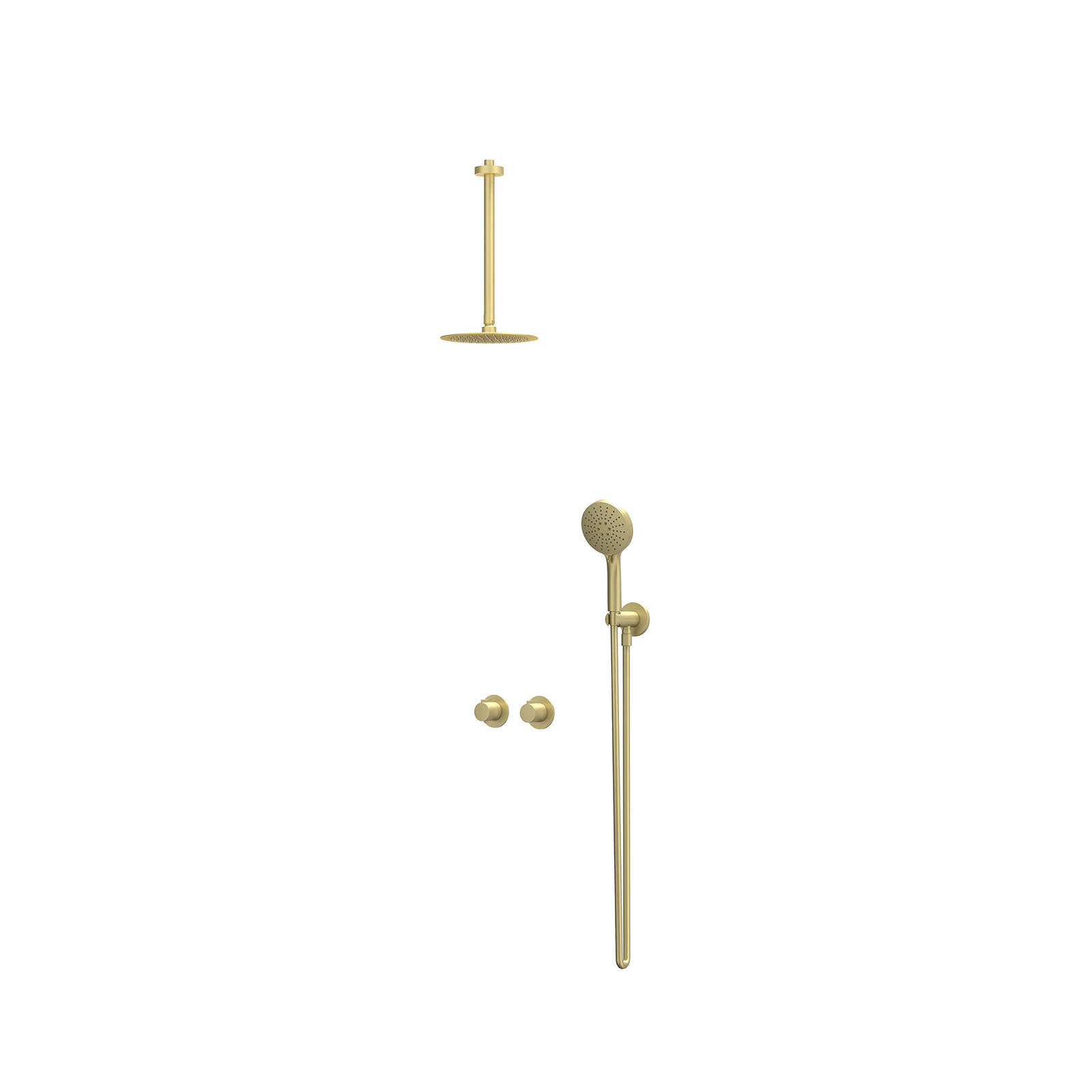 IVY Pact Inbouwset 2-weg  30cm plaf. 20cm sl houder  en 3-st handd CSP3MPBACA gebr. mat goud PVD