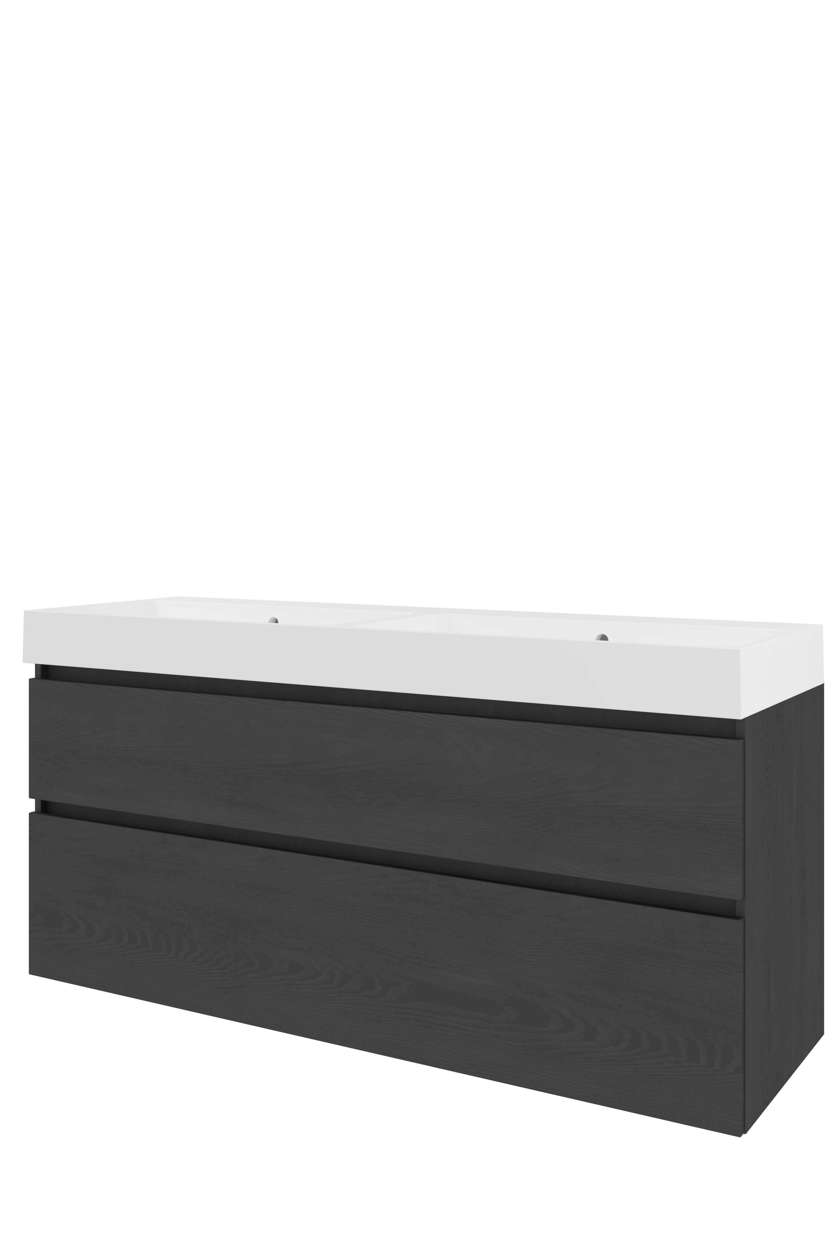 Proline Set polystone Loft wast. z. krgt. en onderkast a-sym. 1817717 Black oak/Glans wit 1400x460x700