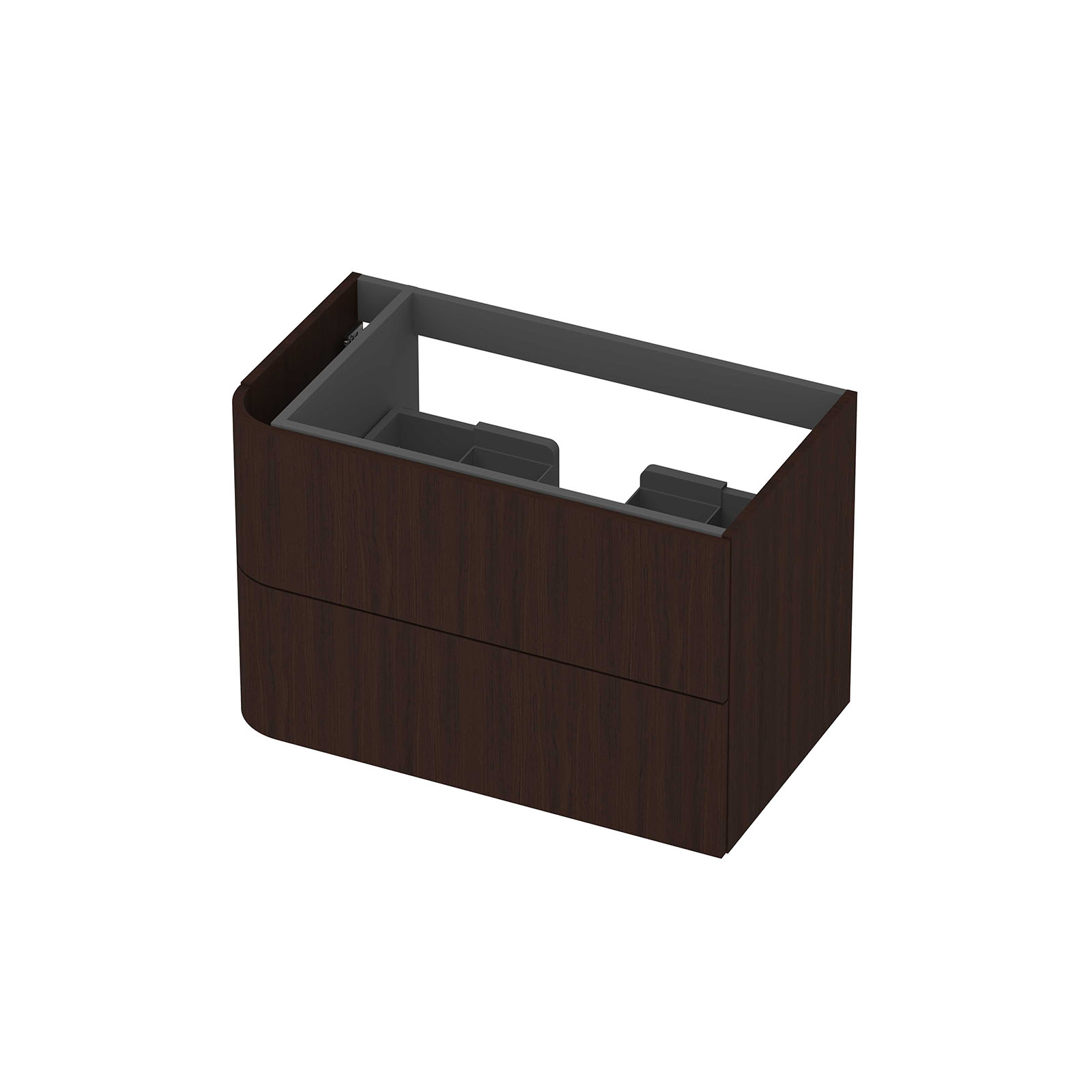 INK Concept R L. afger. onderkast fineer 2 laden softclose tbv grepen 1255613 Dark veneer B800xD450xH520