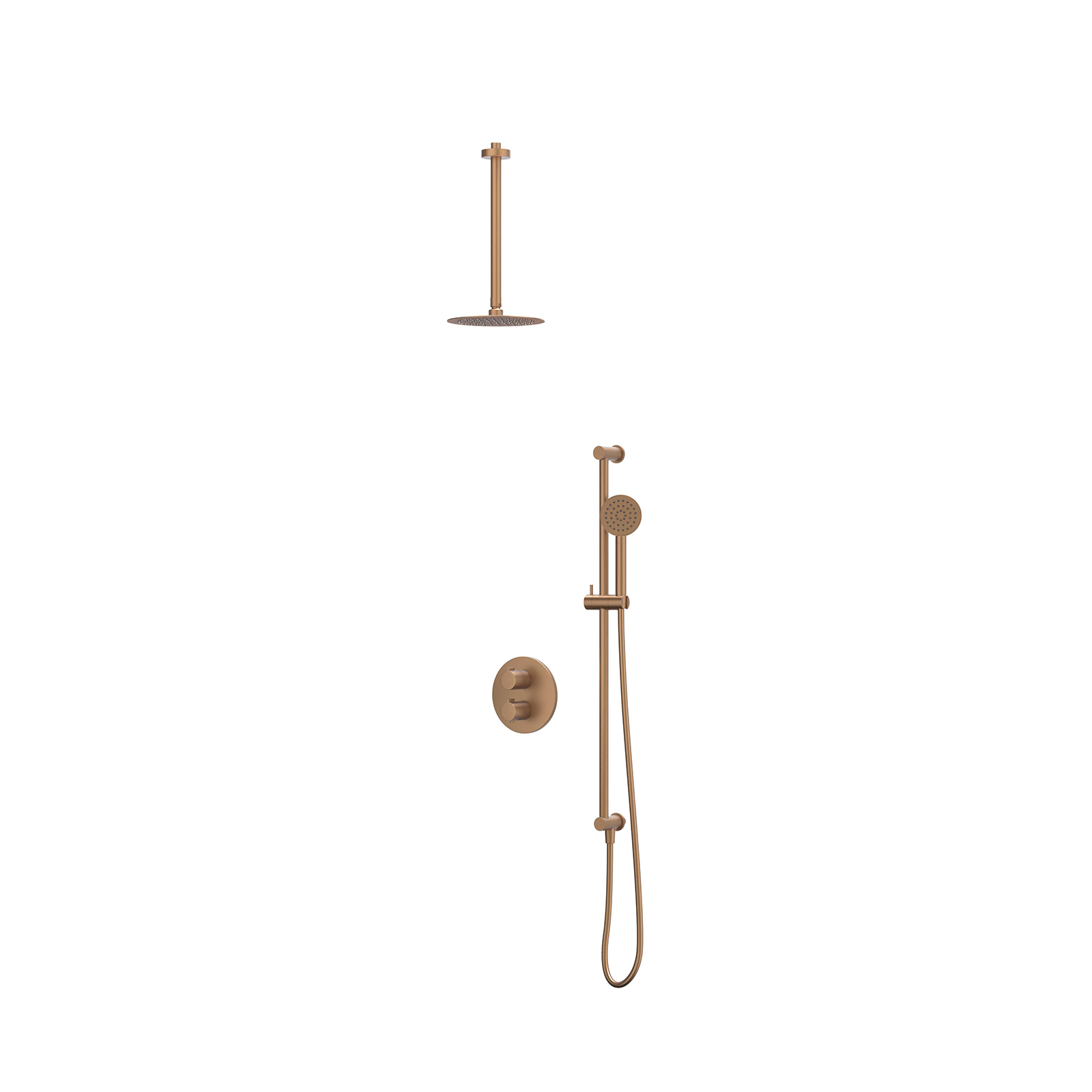IVY Pact Inbouwset 2-weg plaf-30 20cm sl glijst. uitlaat en satin sp. CSP2GKCACB gebr. mat koper PVD