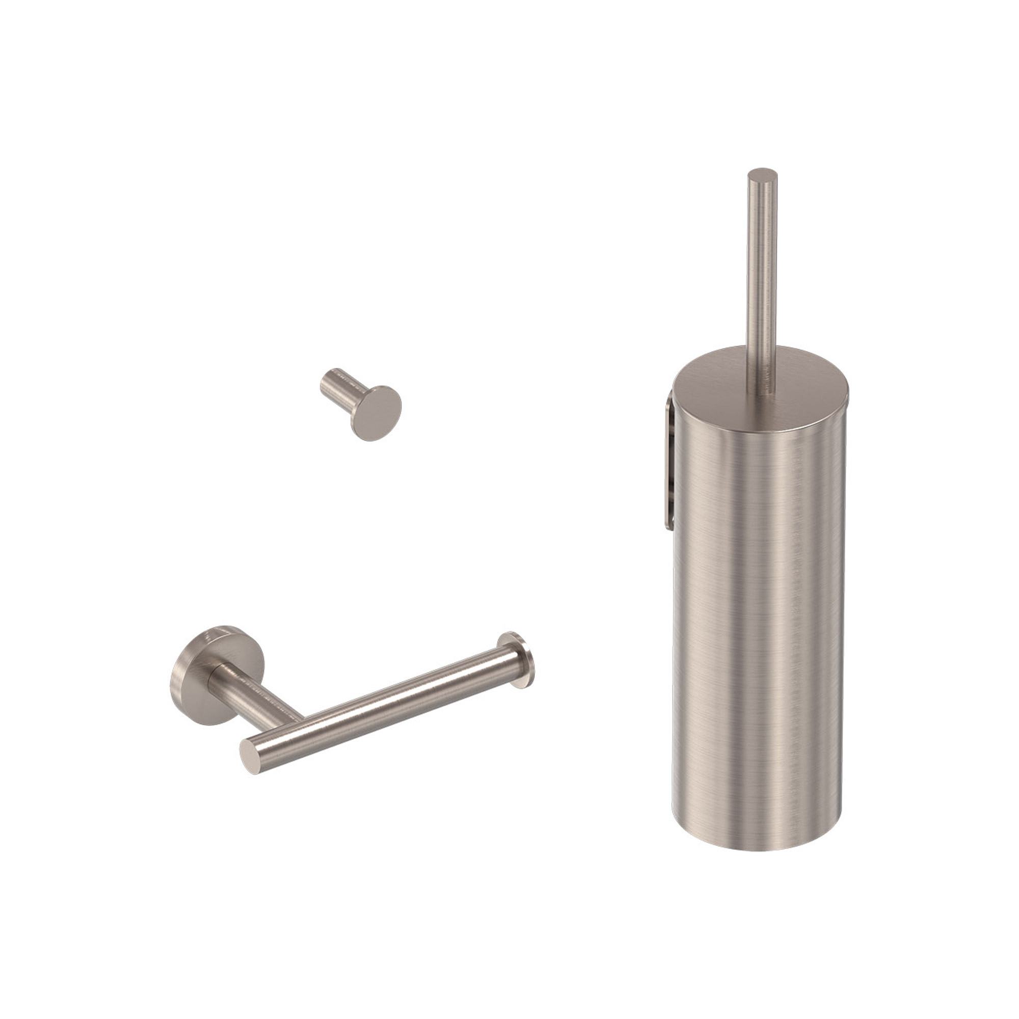 MAY Accessoireset bestaande uit borstelgarnituur toilethaakje en rolhouder 6801353 Geborsteld nickel PVD