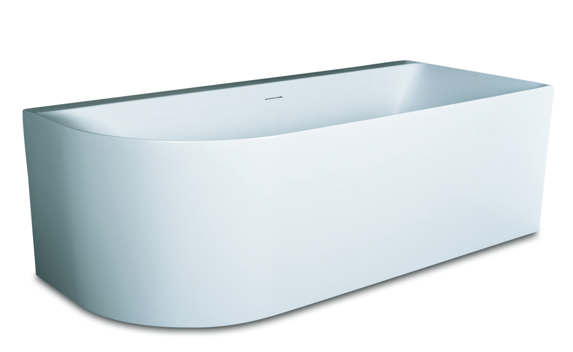 Luca vrijstaand hoekbad links afgerond met overloop 180x80x60cm Mat wit