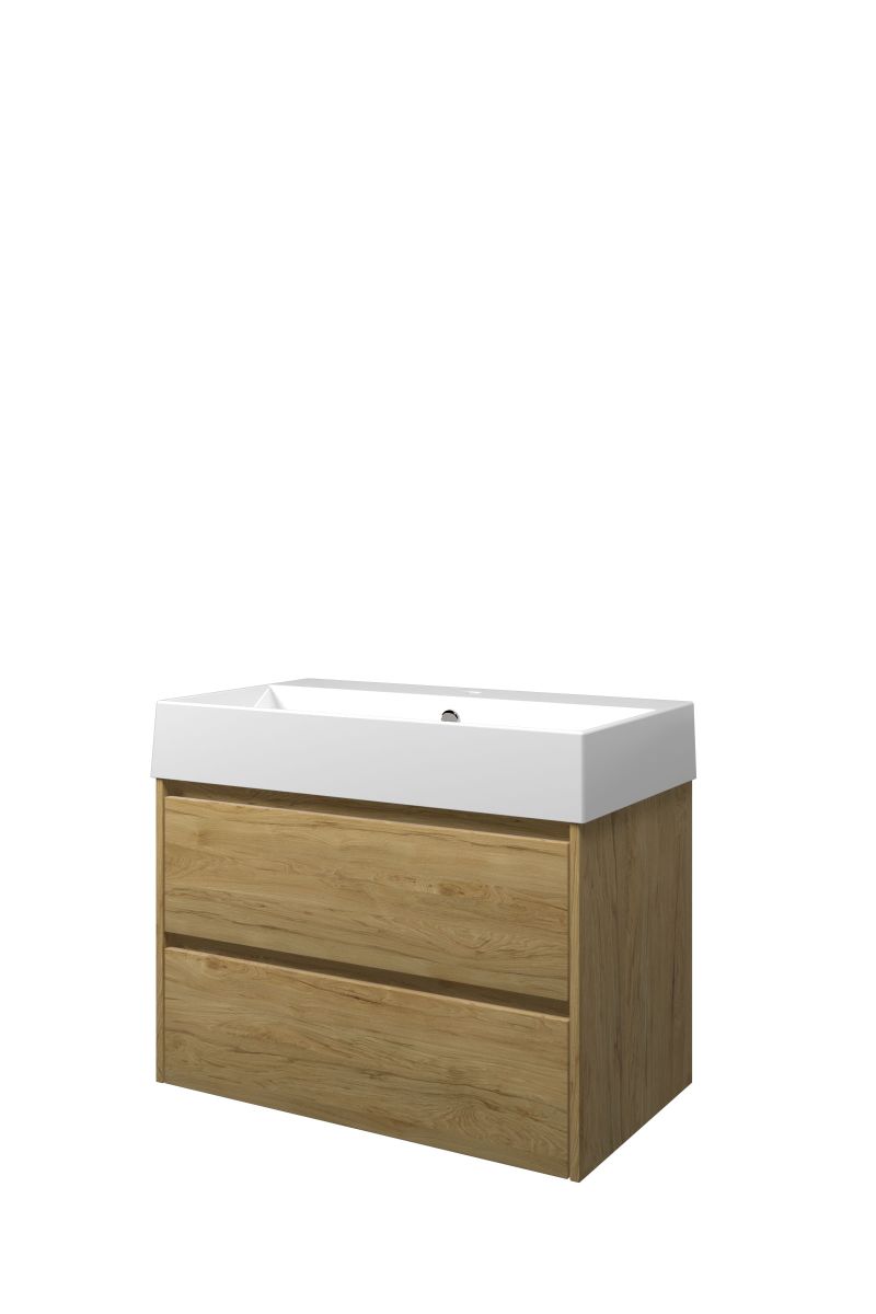 Proline set porselein Loft wast. met 1 krgt. en onderk. sym. ZGWB801IO Ideal oak/Glans wit H620xB800xD460