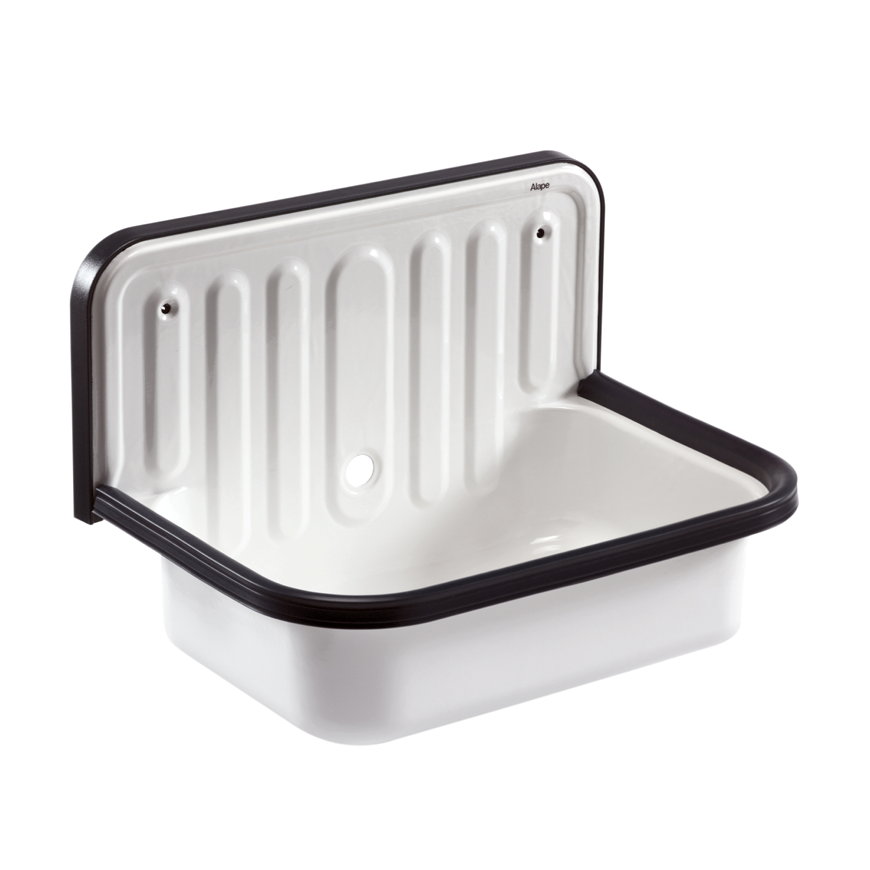 Alape uitstortgootsteen 510x360 met blauwe rand H551CL50001095 Wit m/overloop