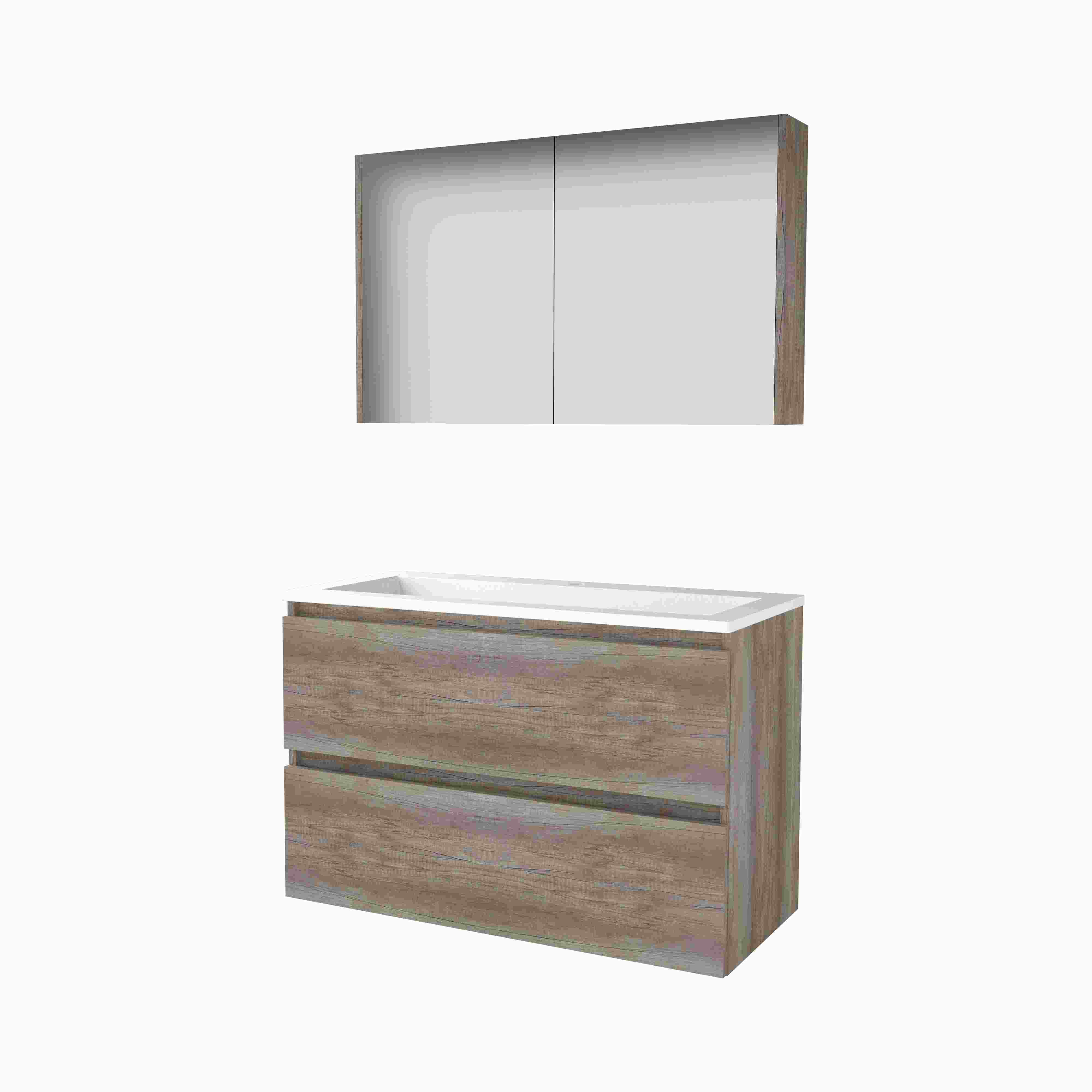 Basic Comfort 46 set 100x46cm greepl. 2 la Acryl wast. 1 krgt. incl. kast C46GL100A1SO Scotch Oak