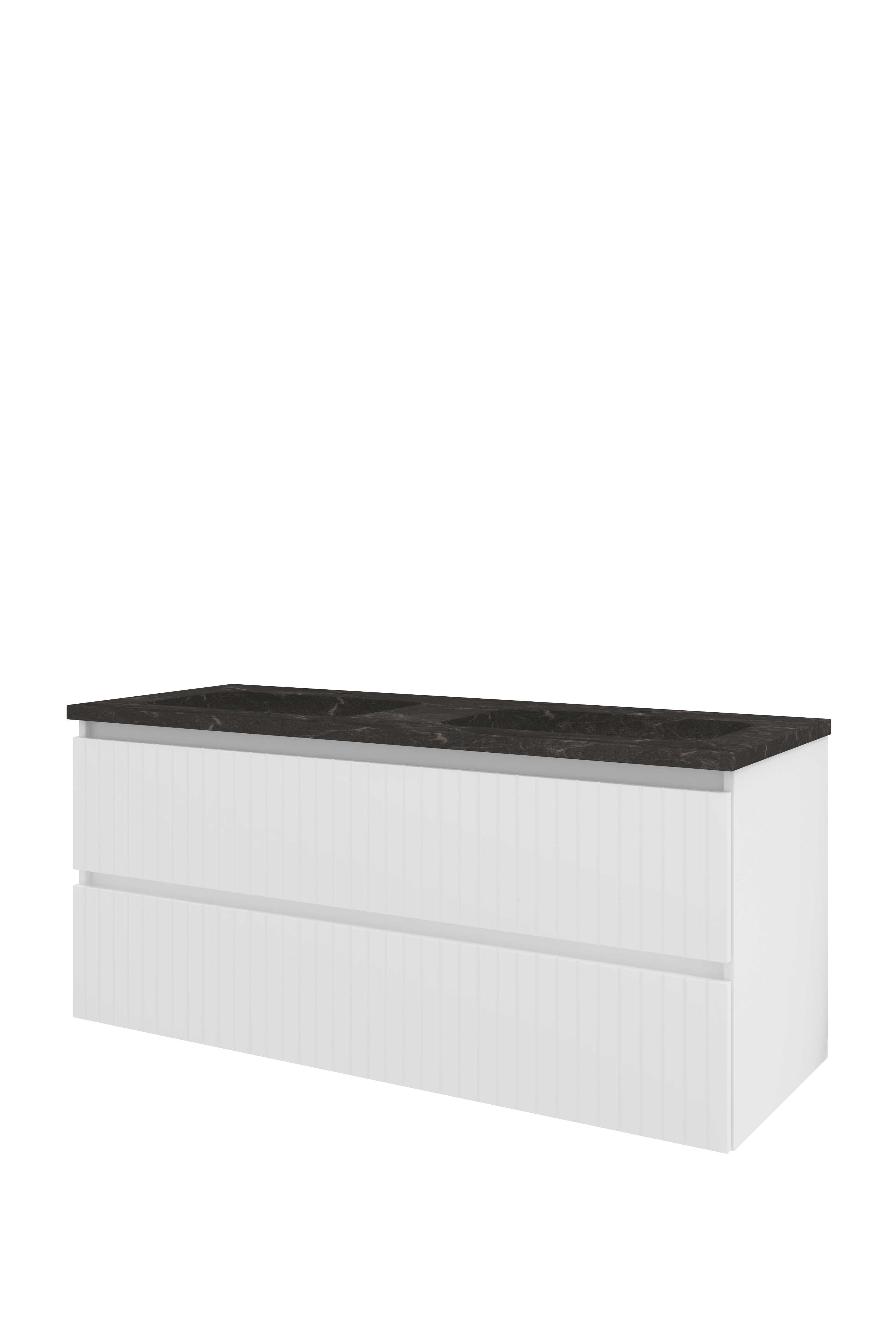 Proline Set hardsteen Elegant wast. met 2 kr.gaten en onderkast sym. gefr. RBSD120D2GW Glans wit/Blue stone 1200x460x545