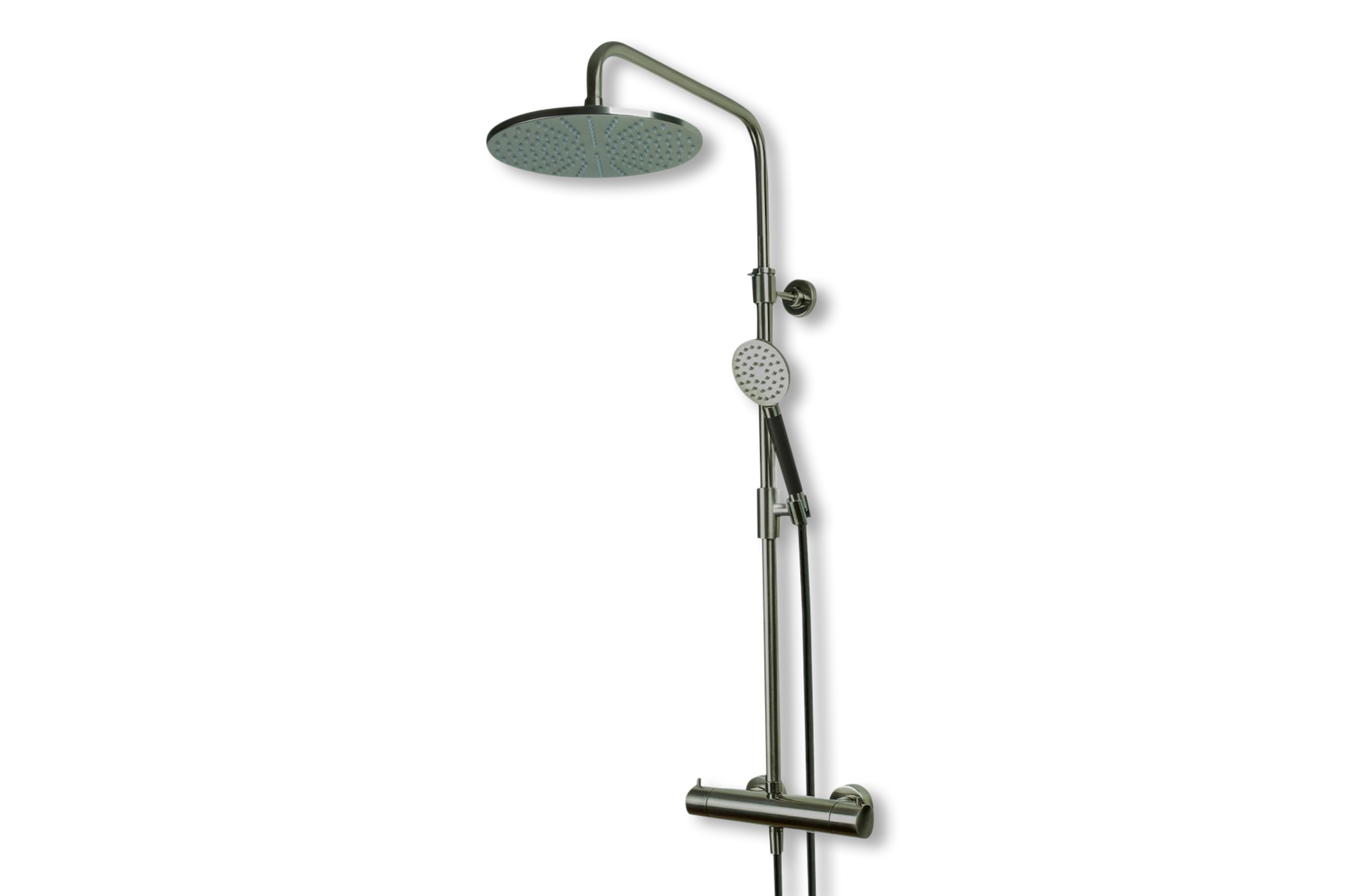 Lagoo Garda thermostatische douche set met hoofddouche 250 mm en handdouche rond G5203GM Brushed Gun Metal PVD