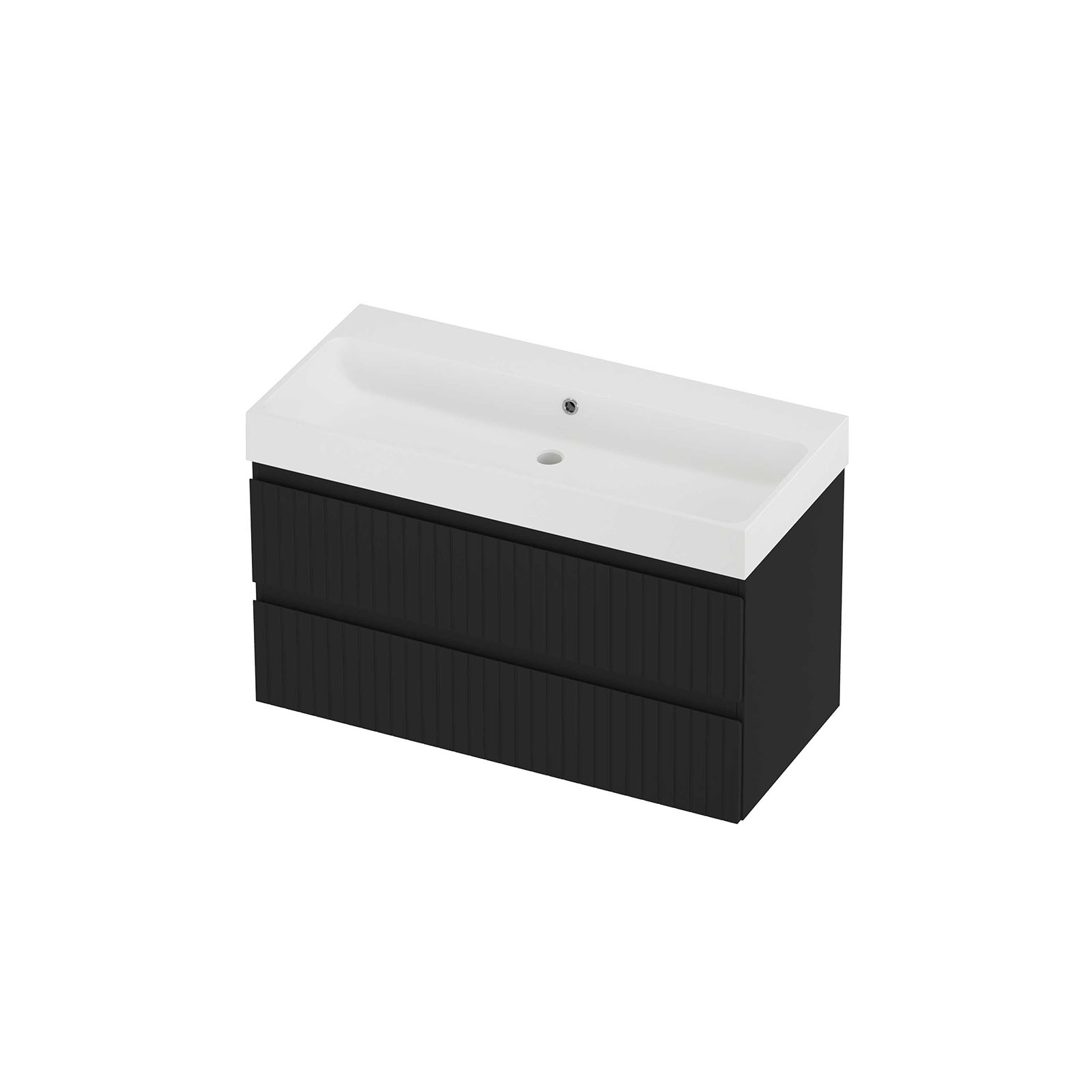 Proline Set polystone Loft wast. z. krgt. en onderkast sym. gefr. PMWD1000MZ Mat zwart/Mat wit 1000x460x620