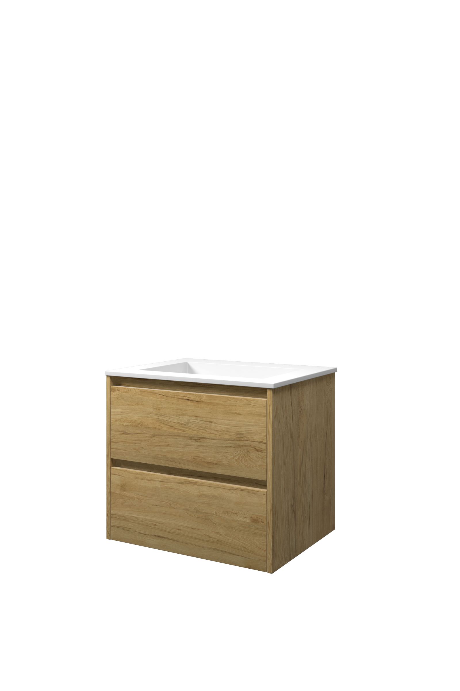 Proline set polystone Elegant wast. z. krgt. en onderk. sym. AMWB600IO Ideal oak/Mat wit H540xB600xD460