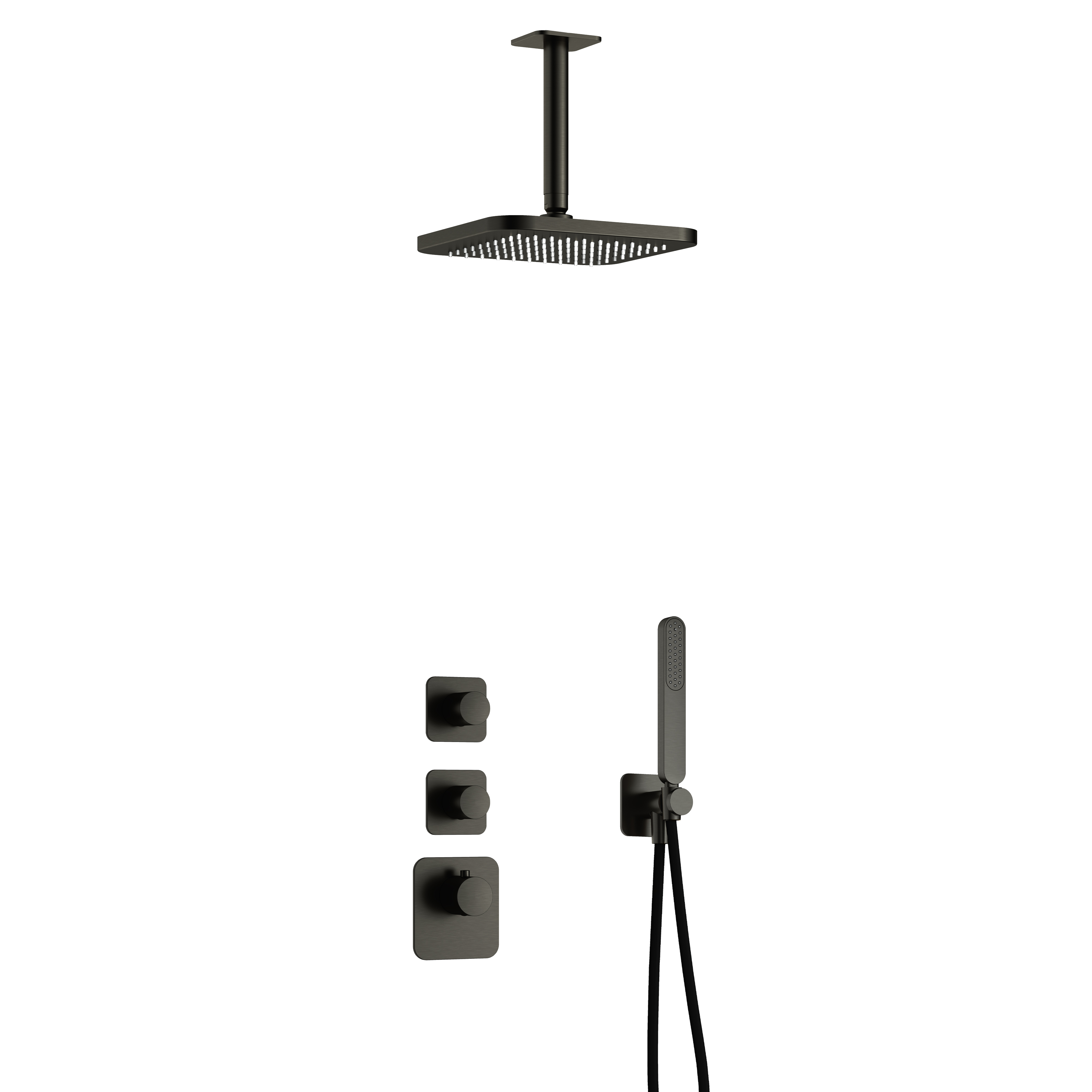 Hotbath Gal Highflow inbouwset m. 2 stopkr. m. plaf. buis IBS40BGP2 Geborsteld Gunmetal PVD