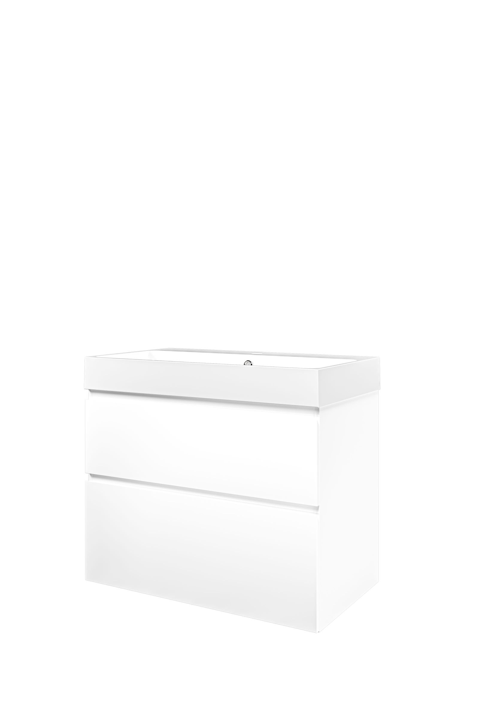 Proline set polystone Loft wast. met 1 krgt. en onderk. a-sym. PGWC801MW Mat wit/Glans wit H700xB800xD460