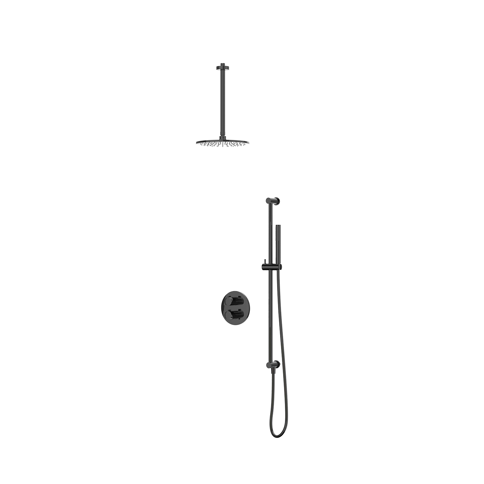 IVY Pact Inbouwset 2-weg plaf-30 25cm me glijst. uitlaat en staafhdd CSP2ZCAECB Zwart chroom PVD