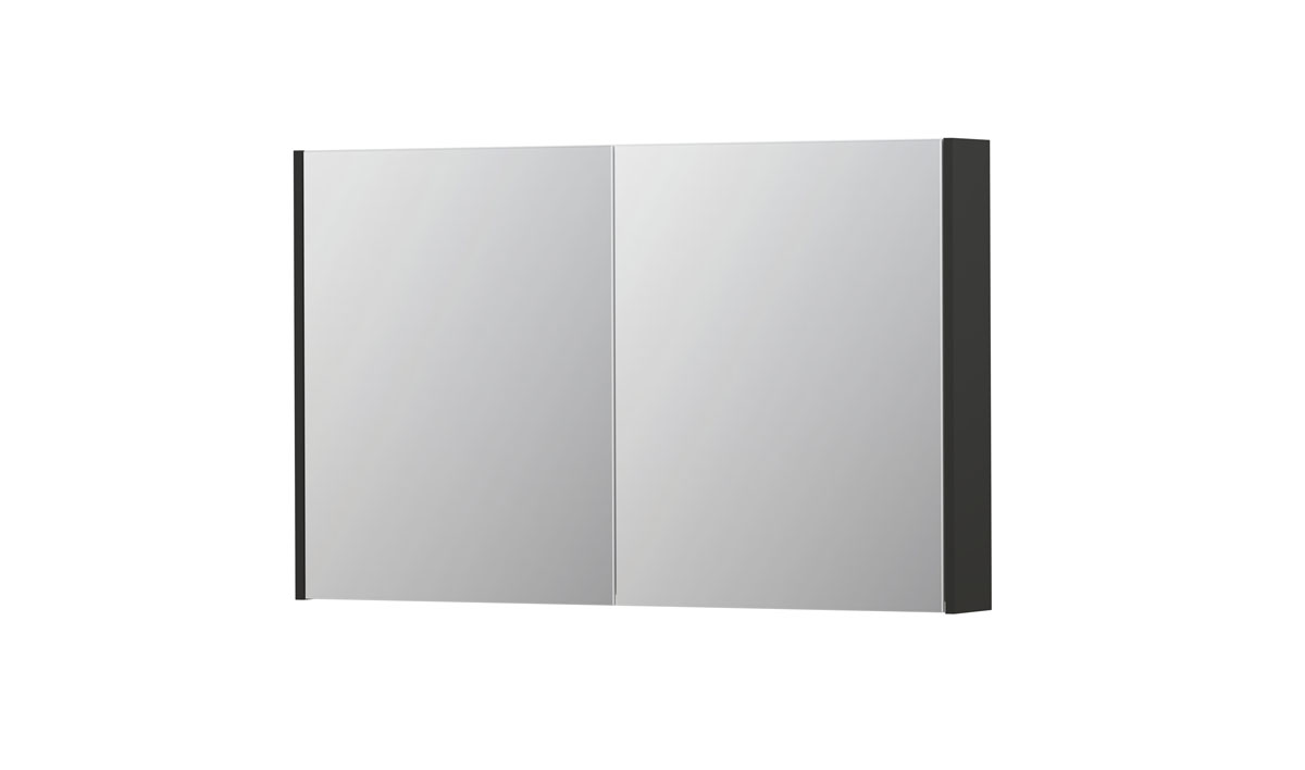 INK spiegelkast met 2 dubbelz. spiegeldeuren en stopc./schak. 1105352 Mat antraciet H730xB1200xD140