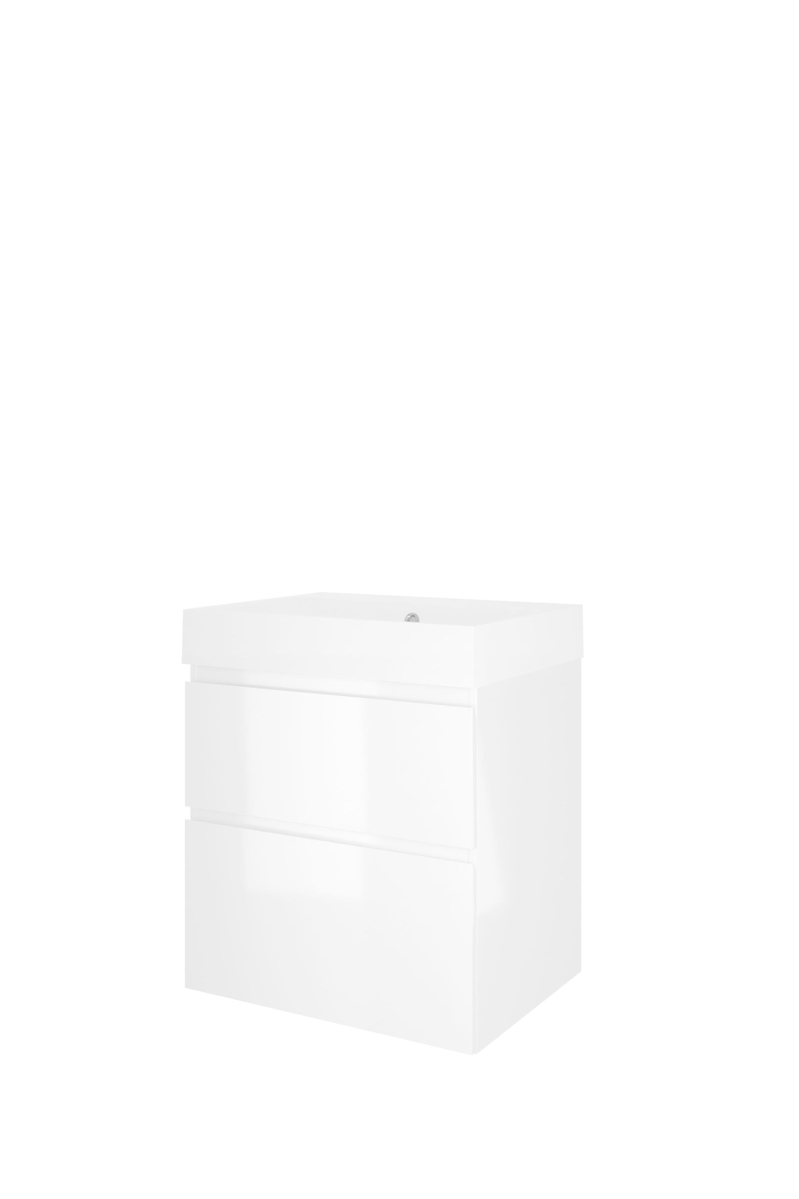 Proline set polystone Loft wast. z. krgt. en onderk. a-sym. PMWC600GW Glans wit/Mat wit H700xB600xD460