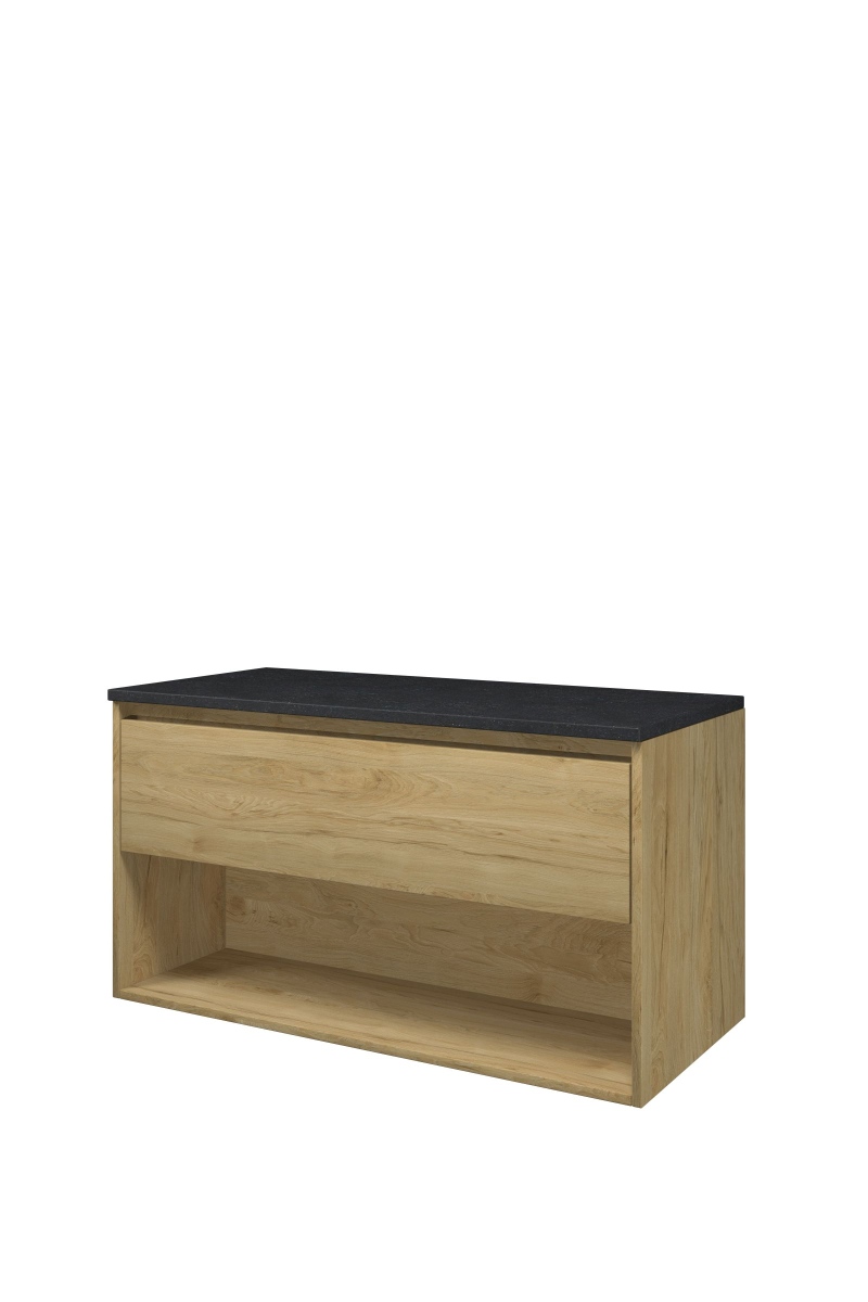 Proline Top afdekplaat hardsteen onderk. m. schap DBSA100IO H540xB1000xD460 Ideal oak / Blue stone