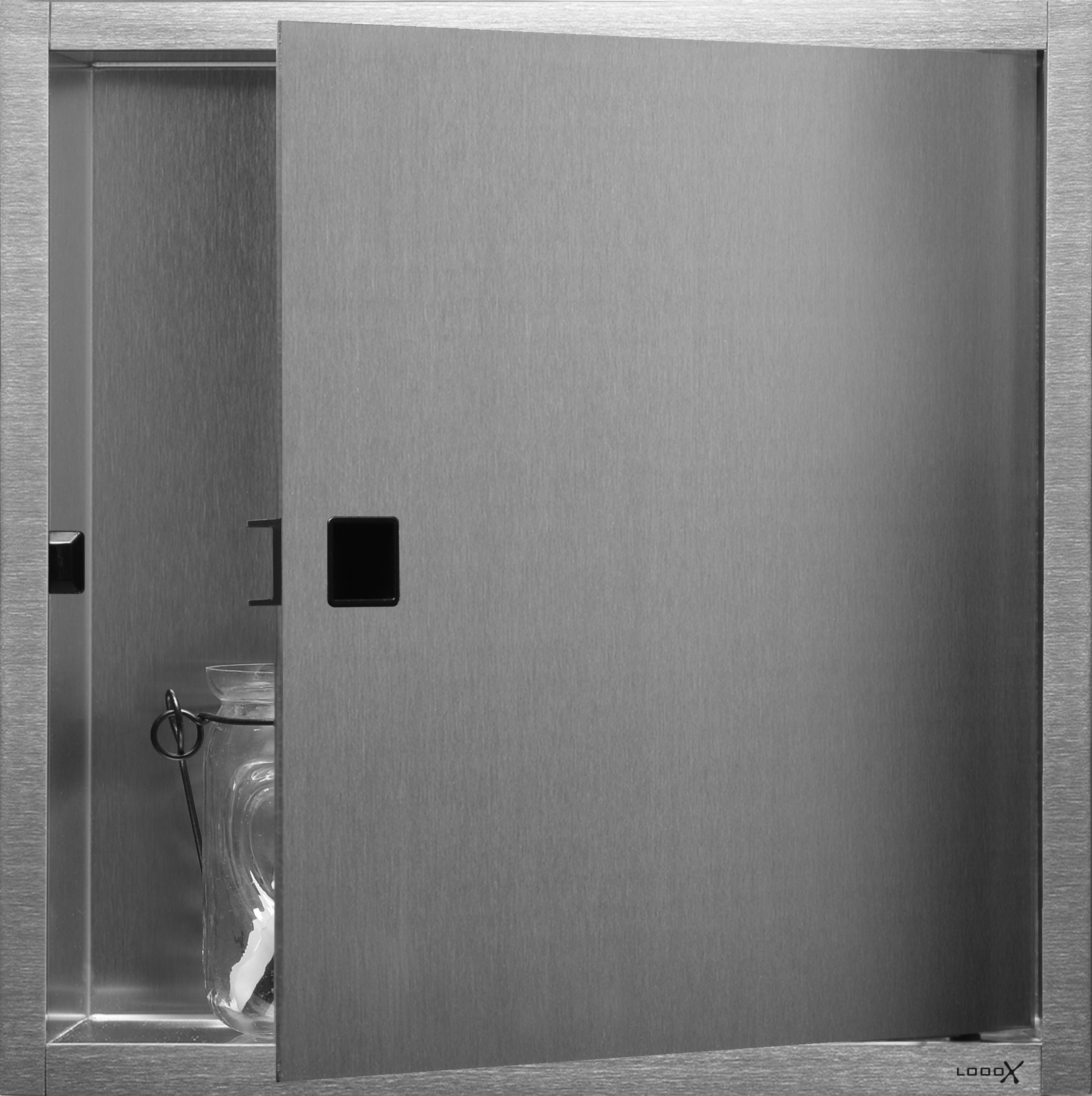 LoooX inbouwnis 300 x 300 mm 10 cm met deur RVS geborsteld BOX30D-10