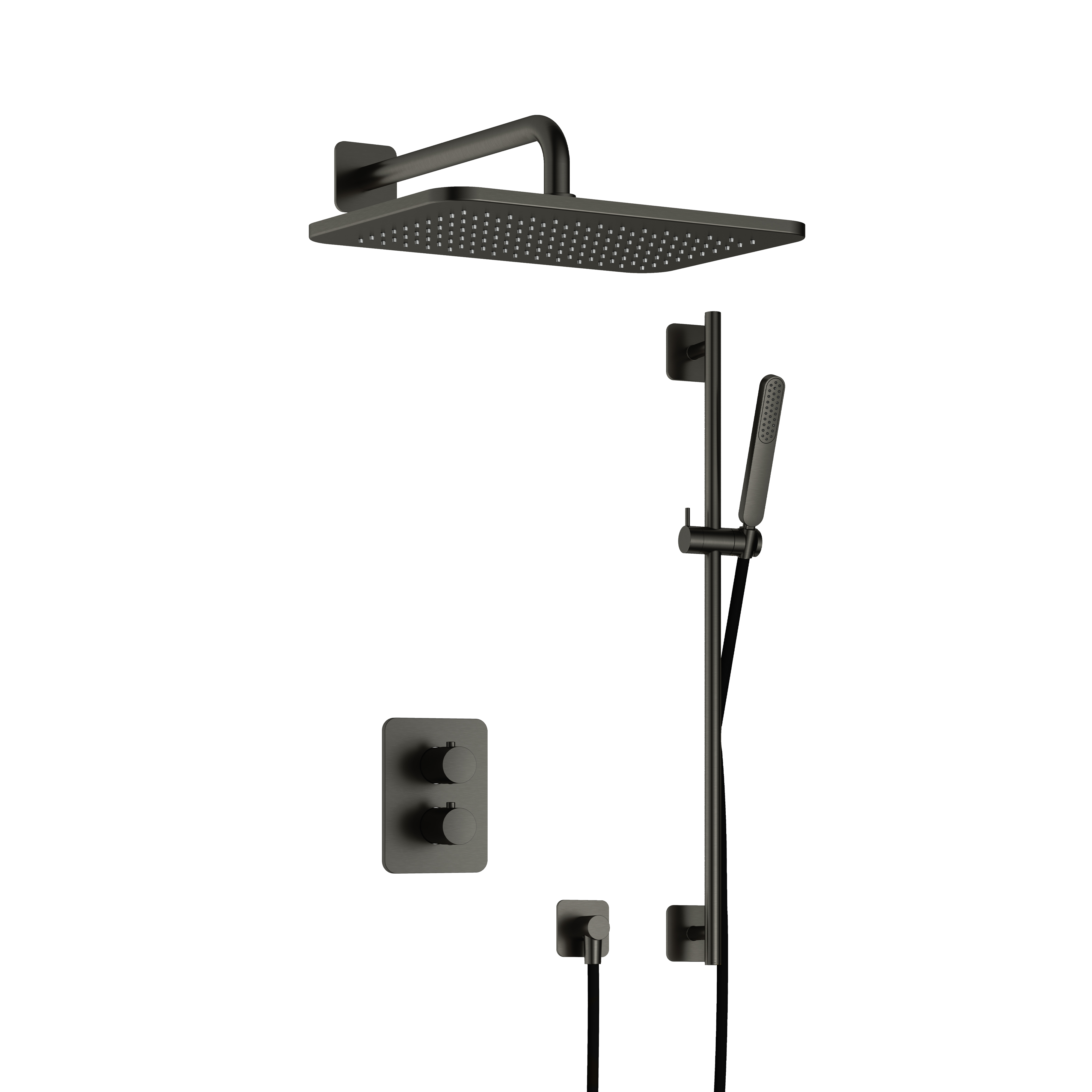 Hotbath Gal inbouwset m. 2-weg stop-omst. m. GL106 en glijst. IBS40ABGP57 Geborsteld Gunmetal PVD