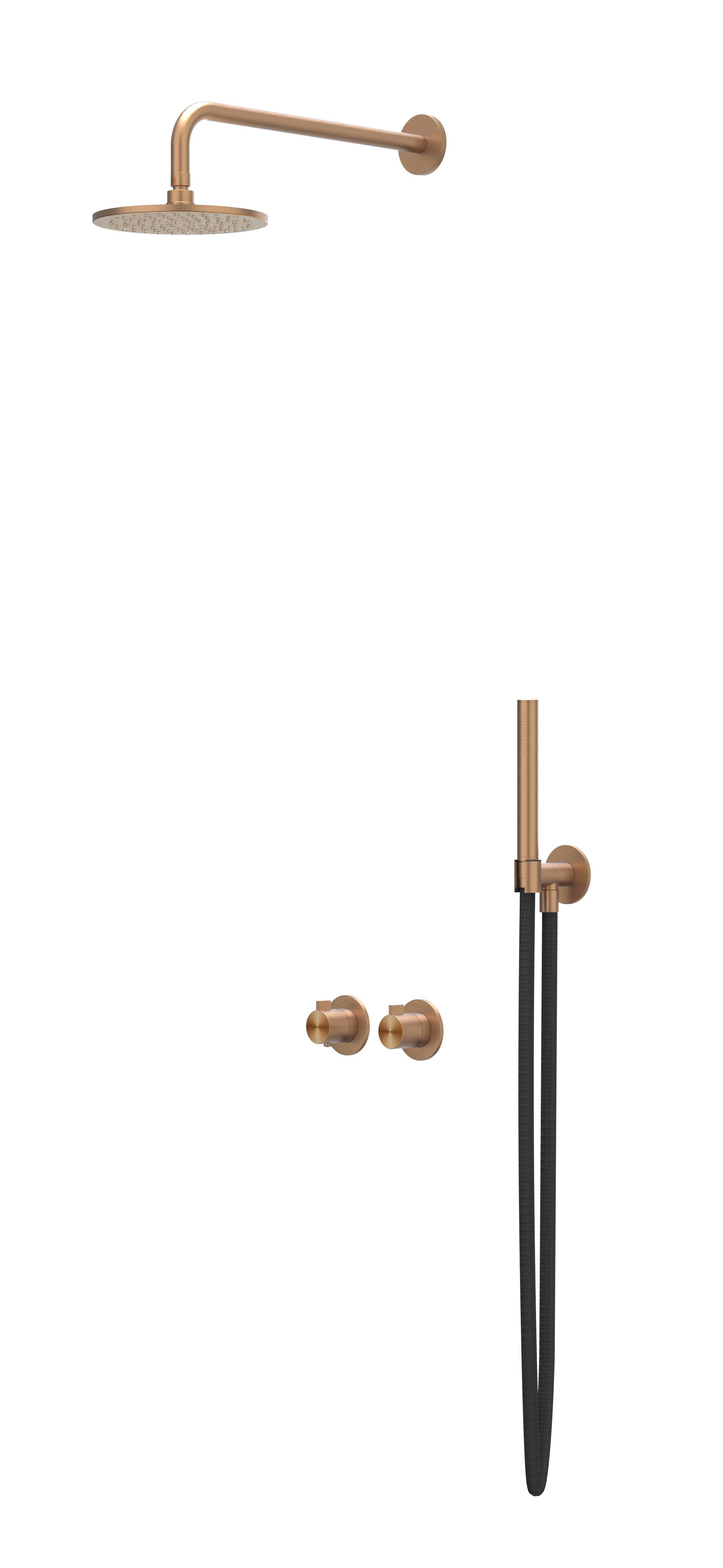 IVY Tribe Inbouwset 2-weg  - plaf-30 - 30cm me - houder  - en staafhdd CST3IGKACCA RVS316 gebr. mat koper PVD