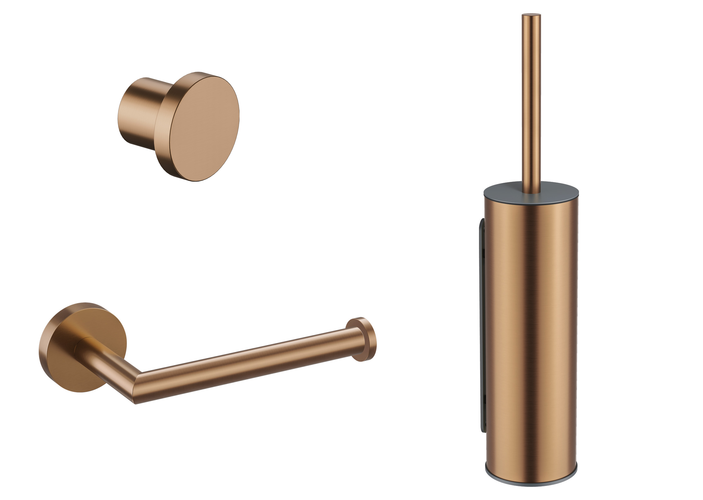 Luca toilet accessoire set: rolhouder borstelhouder en haak LA900BC Geborsteld koper PVD