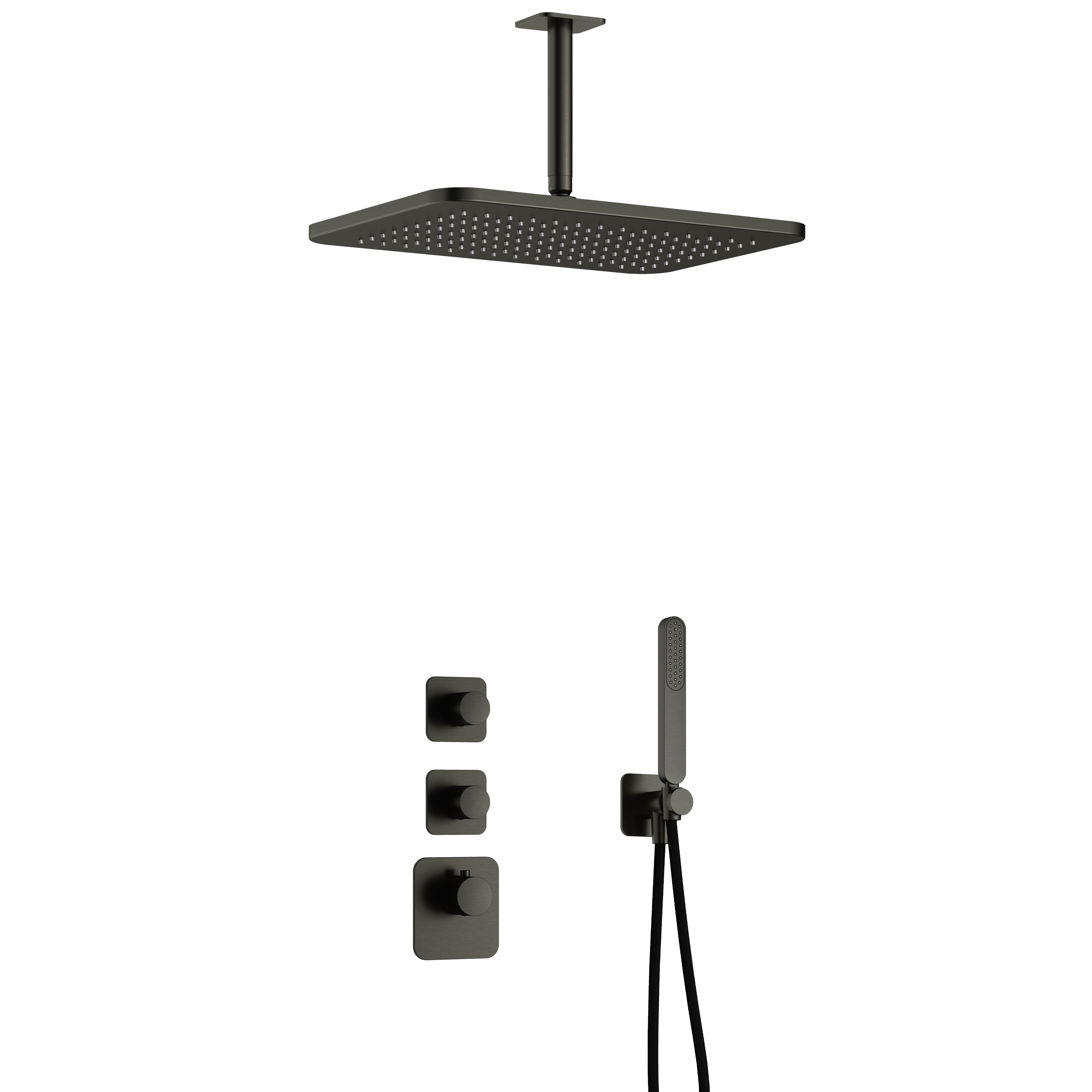 Hotbath Gal Highflow inbouwset m. 2 stopkr. m. plaf. buis en GL106 IBS40BGP25 Geborsteld Gunmetal PVD
