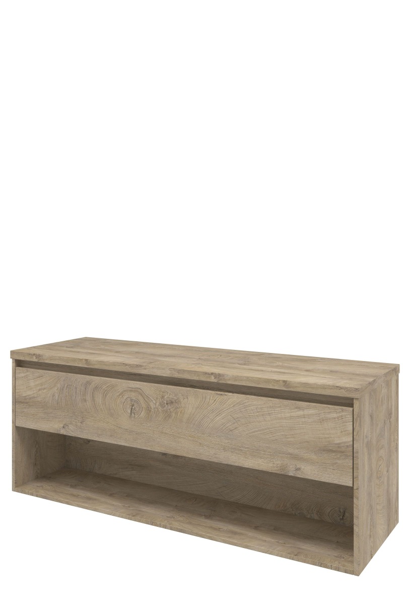 Proline Top afdekplaat + onderk. m. schap DROA140 H552xB1400xD460 Raw oak
